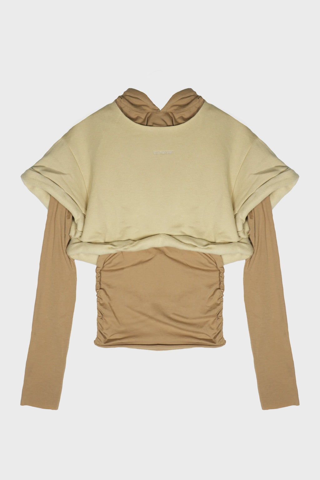 BEIGE WOMENS ROLLED- UP HOODIE