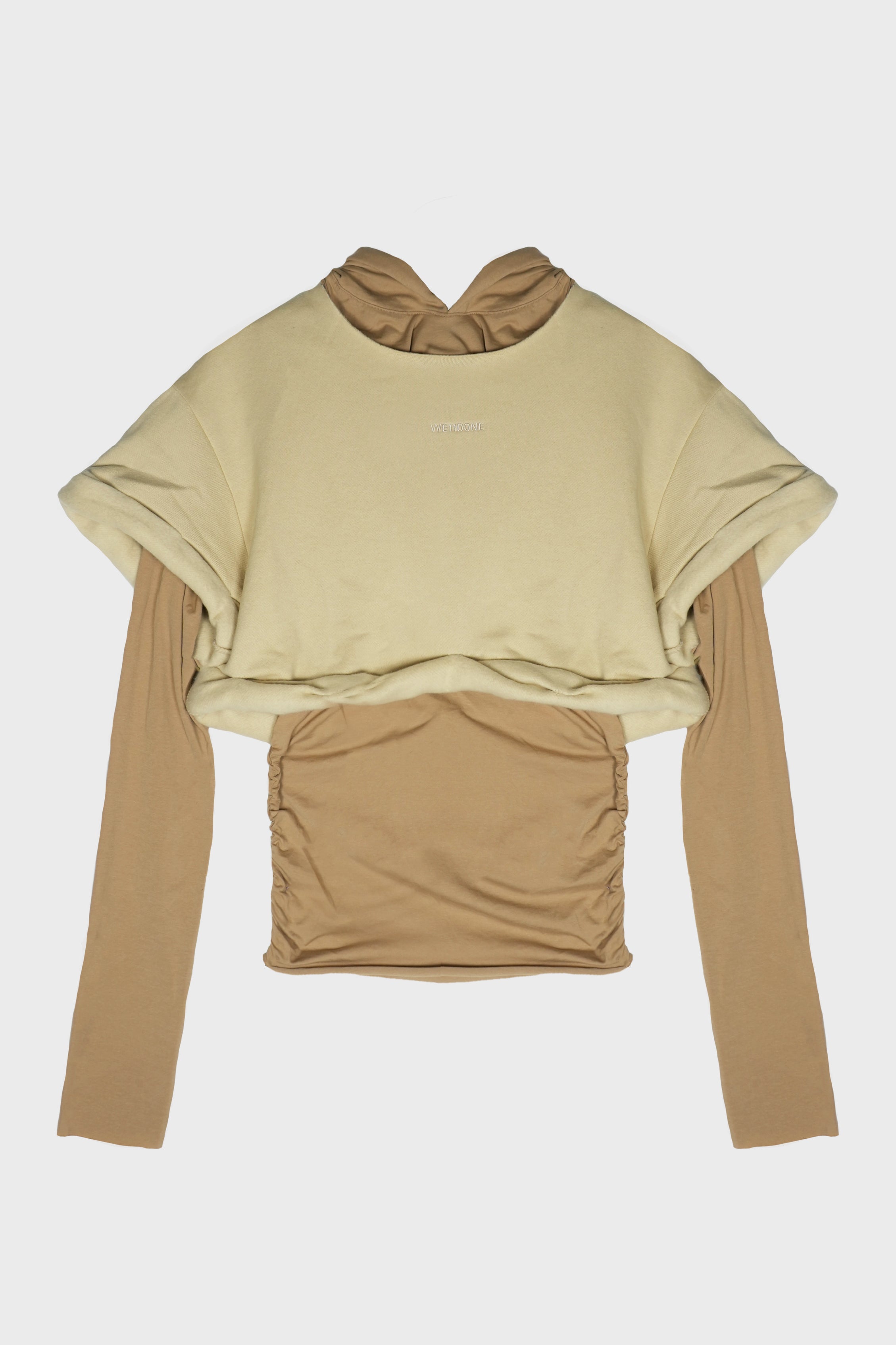 BEIGE WOMENS ROLLED- UP HOODIE