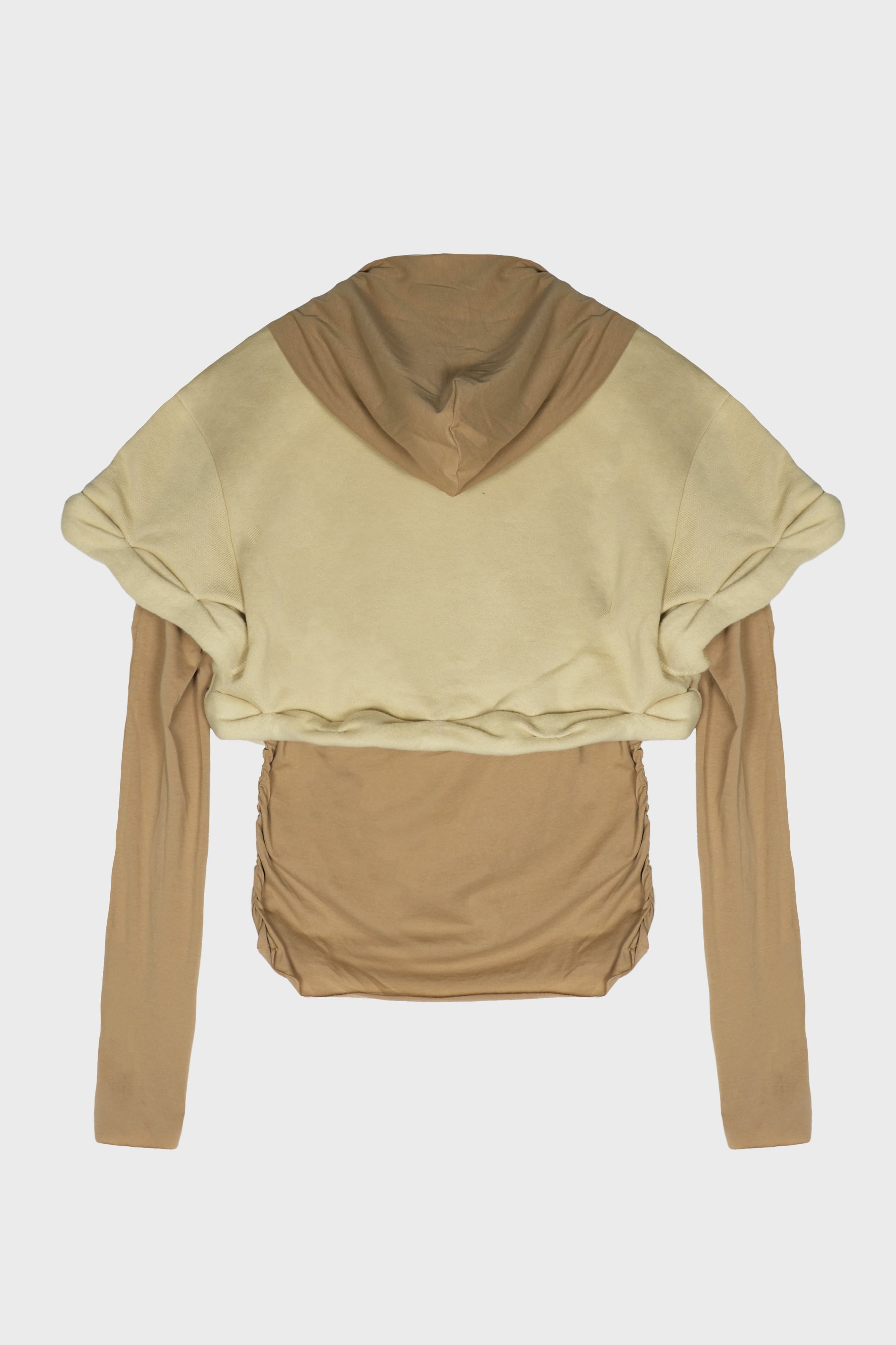 BEIGE WOMENS ROLLED- UP HOODIE
