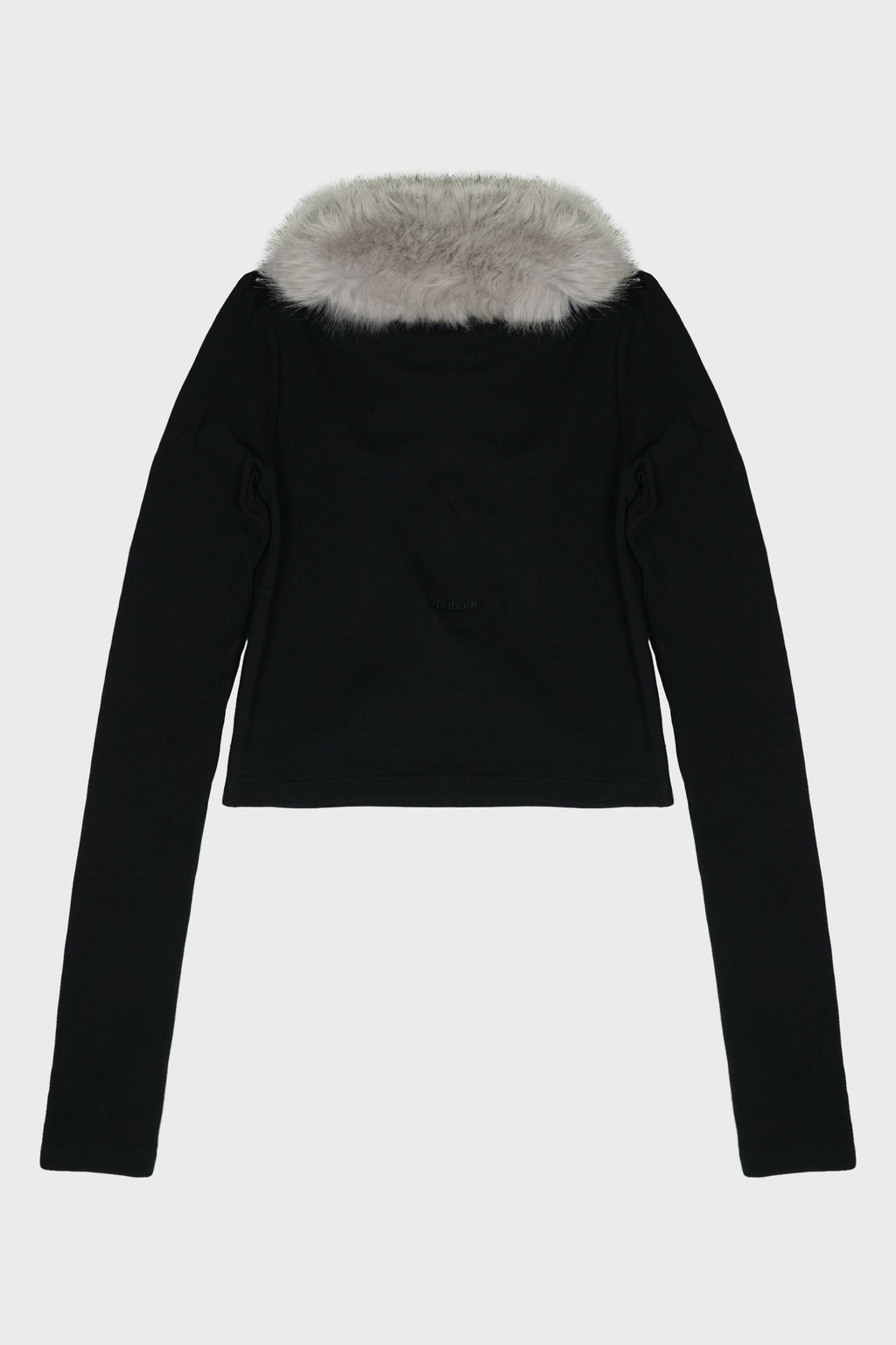 BLACK WOMENS FUR COLLAR T-SHIRT