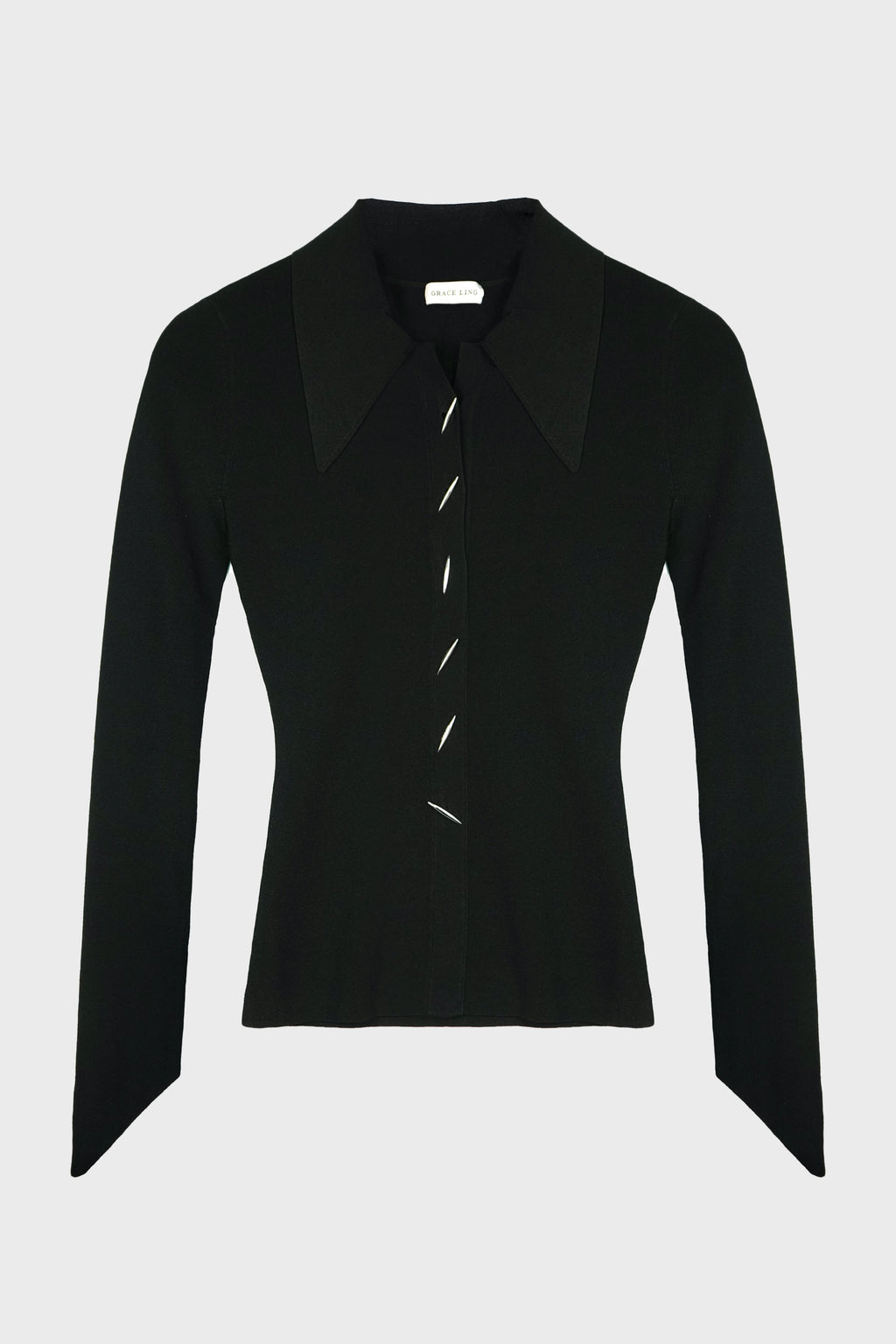 ANGULAR RIBBED-KNIT STITCHES TOP