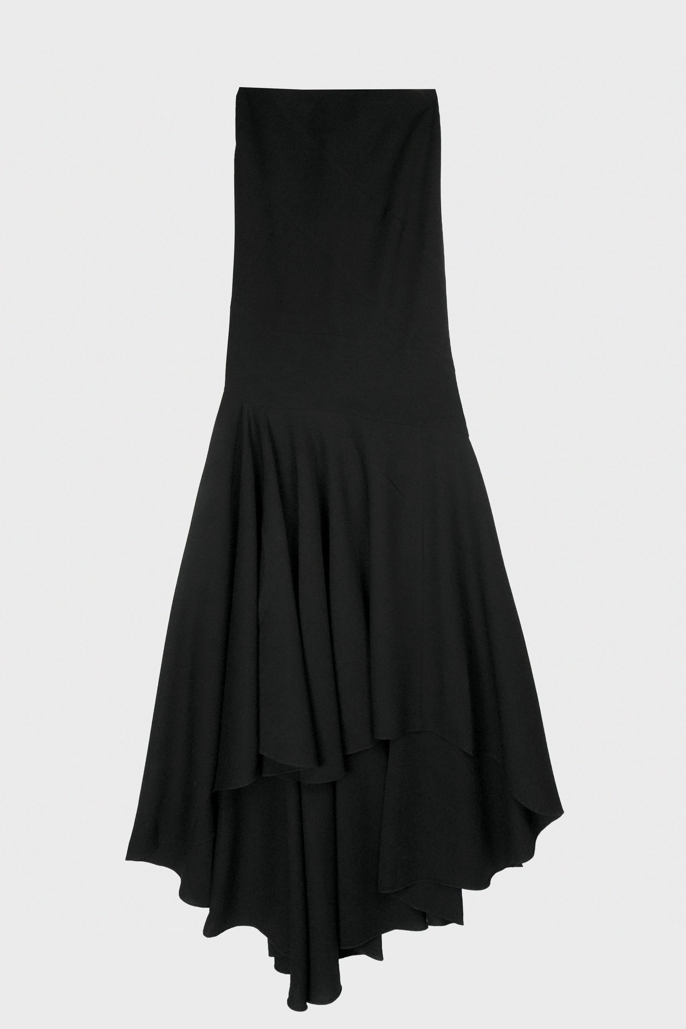 BLACK DRAPED LONG SKIRT