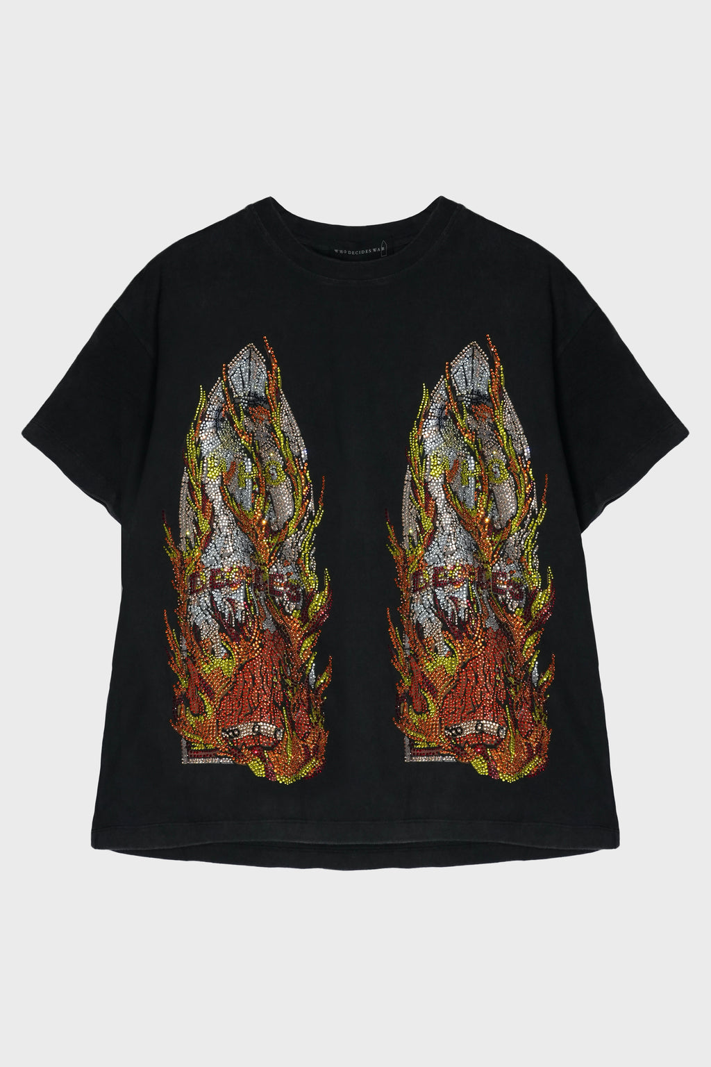 RHINESTONE FLAME GLASS JERSEY COAL