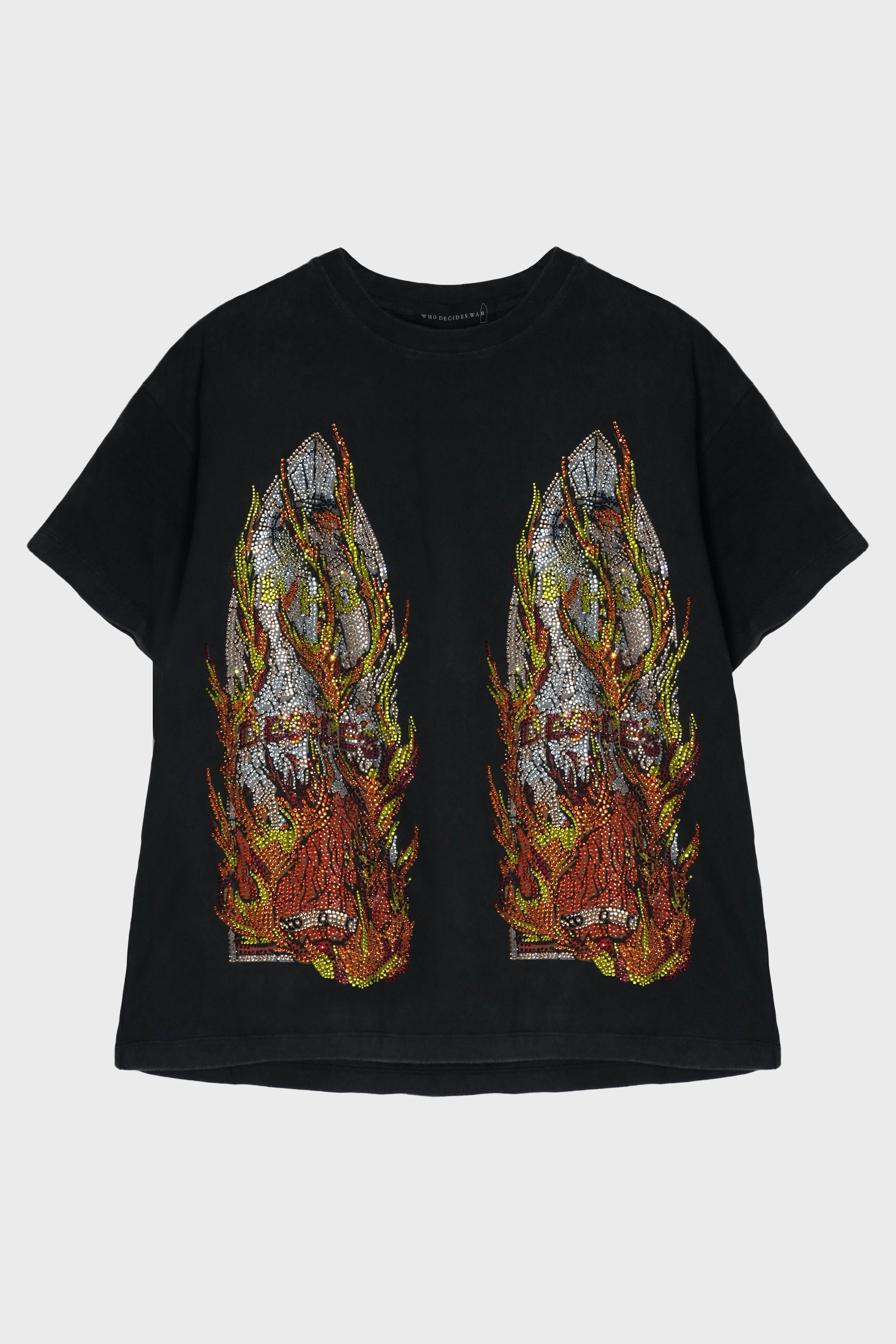 RHINESTONE FLAME GLASS JERSEY COAL