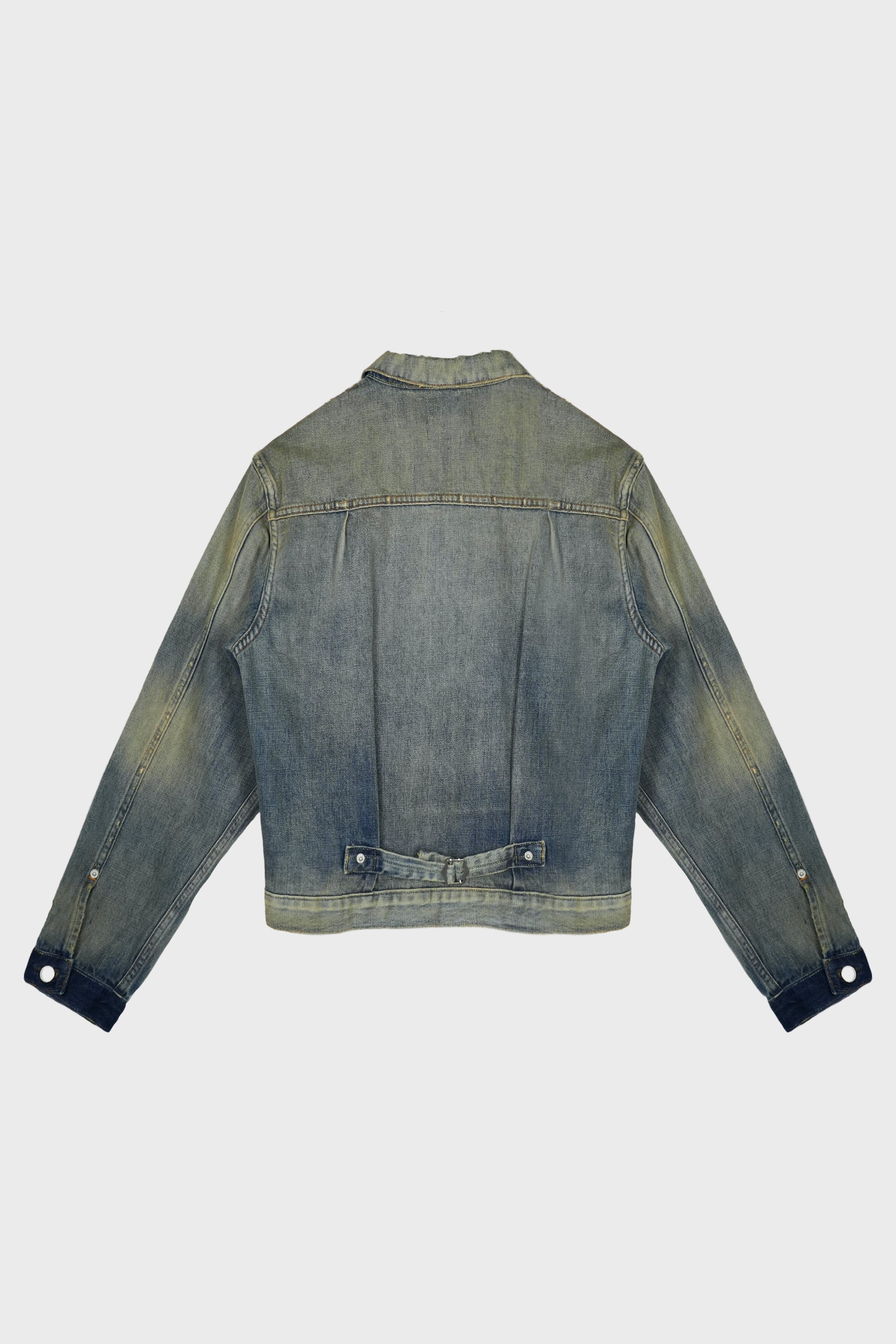 APPLIQUED DISTRESSED PANELLED DENIM JACKET