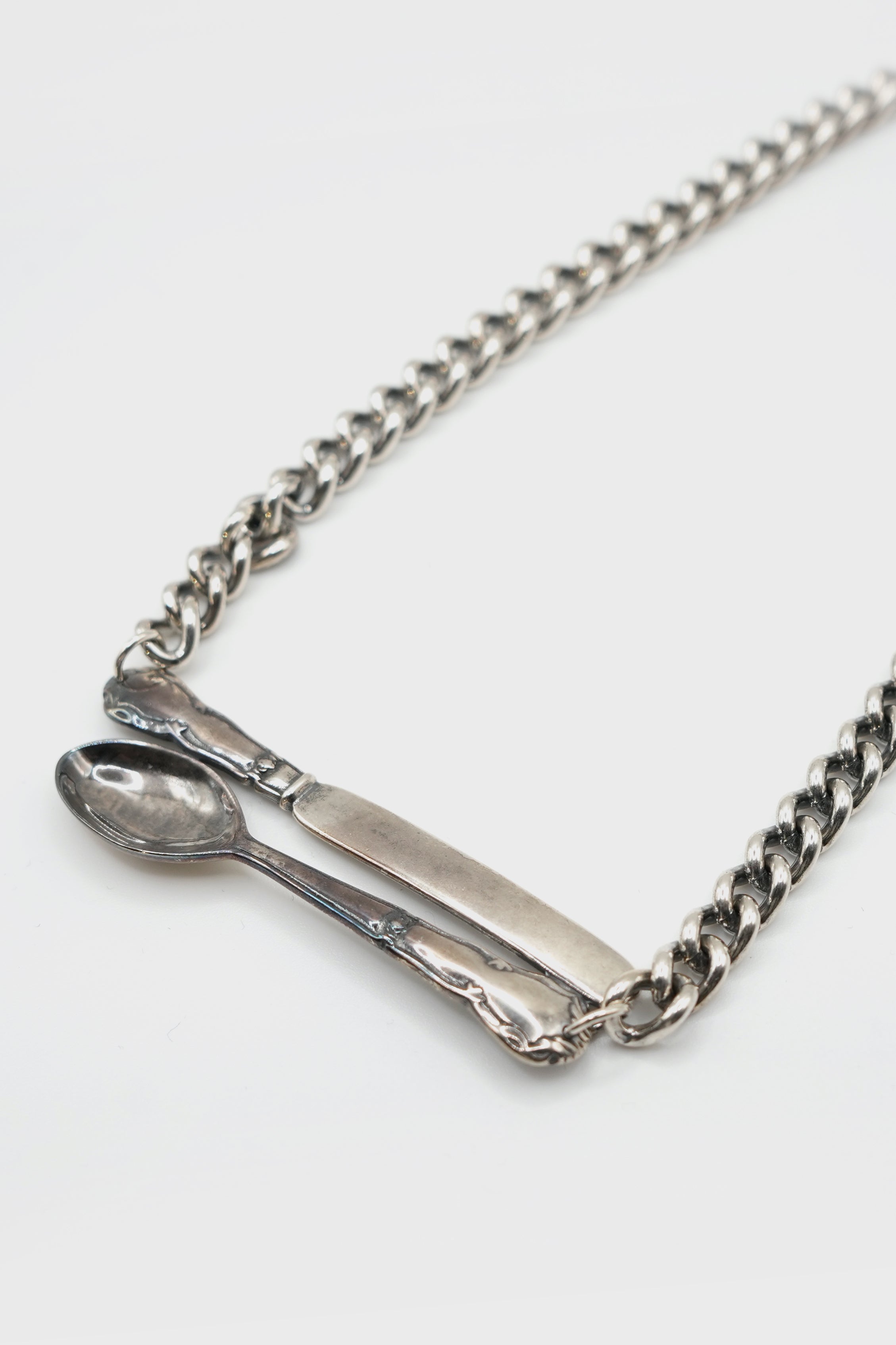 SPOON AND KNIFE SILVER NECKLACE