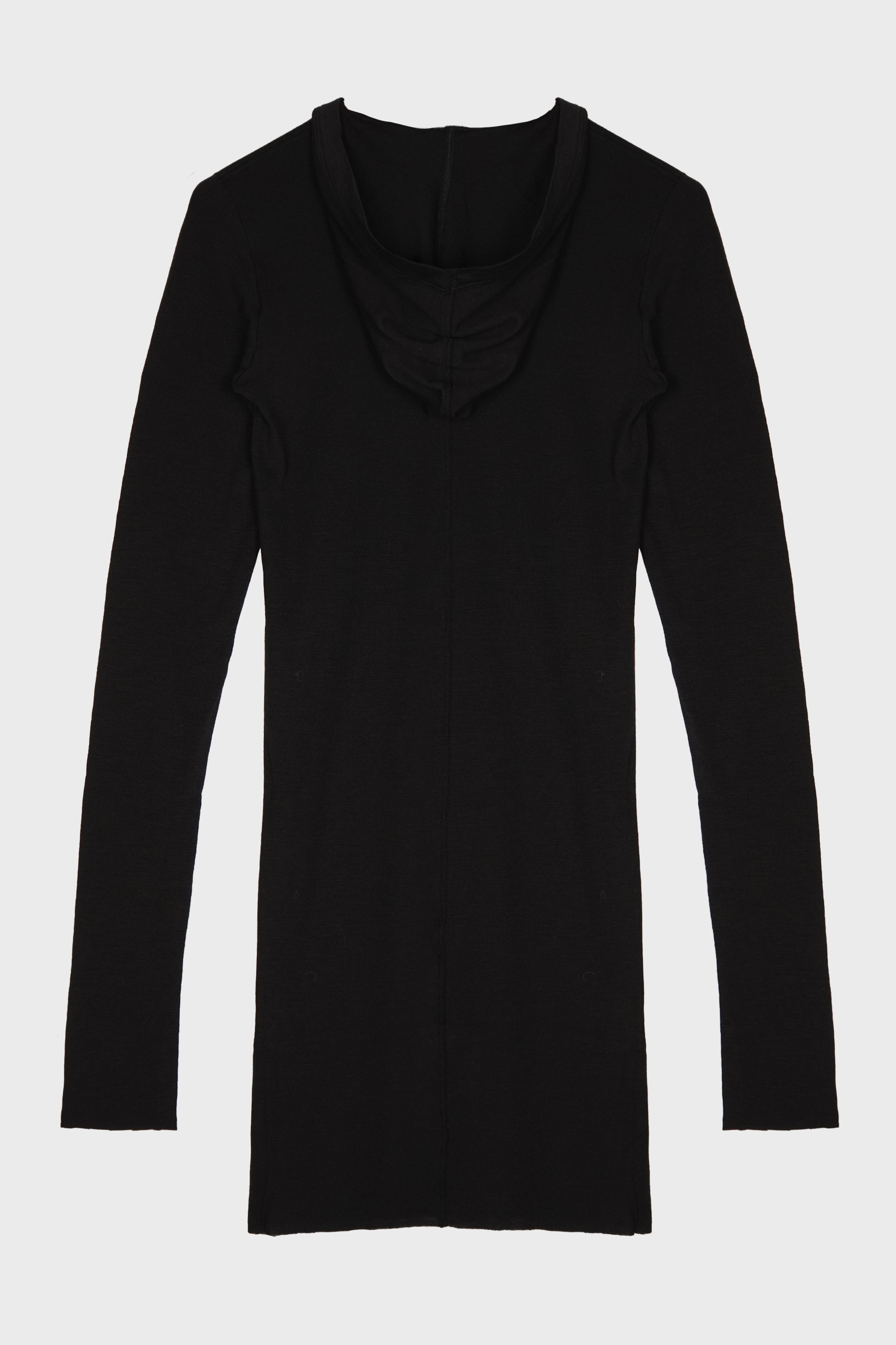 HOODED RIB LS T BLACK