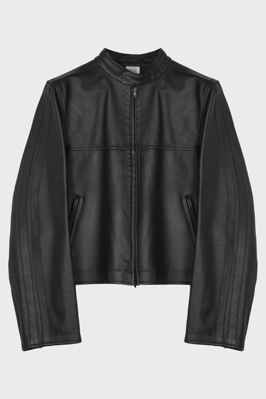 BOXY MOTO LEATHER JACKET BLACK