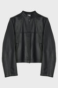 BOXY MOTO LEATHER JACKET BLACK