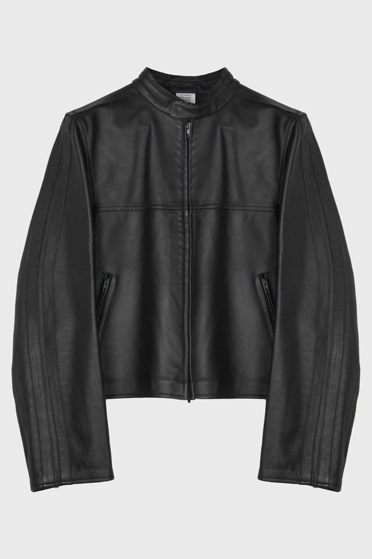 BOXY MOTO LEATHER JACKET BLACK