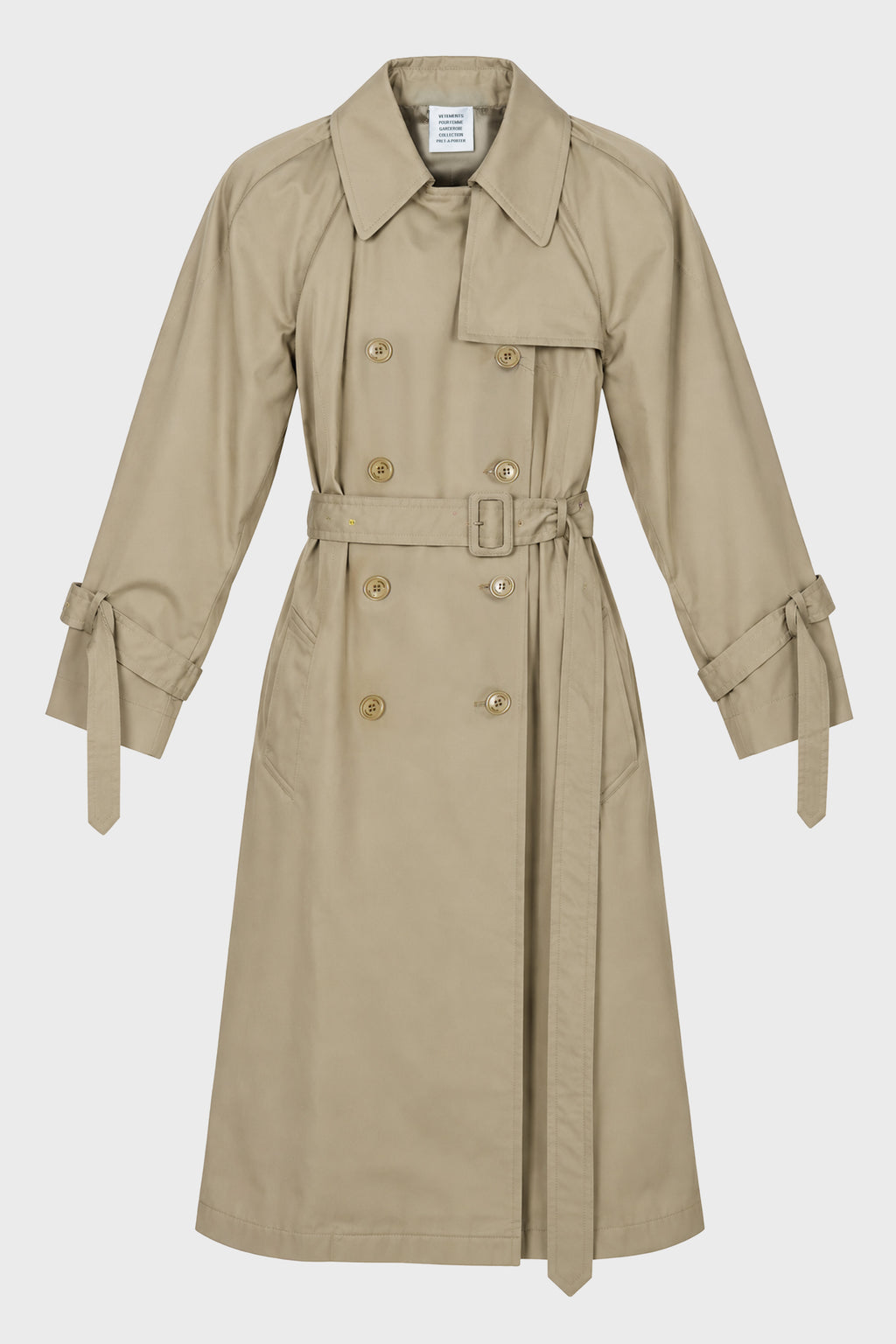 ROUND SHOULDER OPEN BACK TRENCHCOAT CAMEL