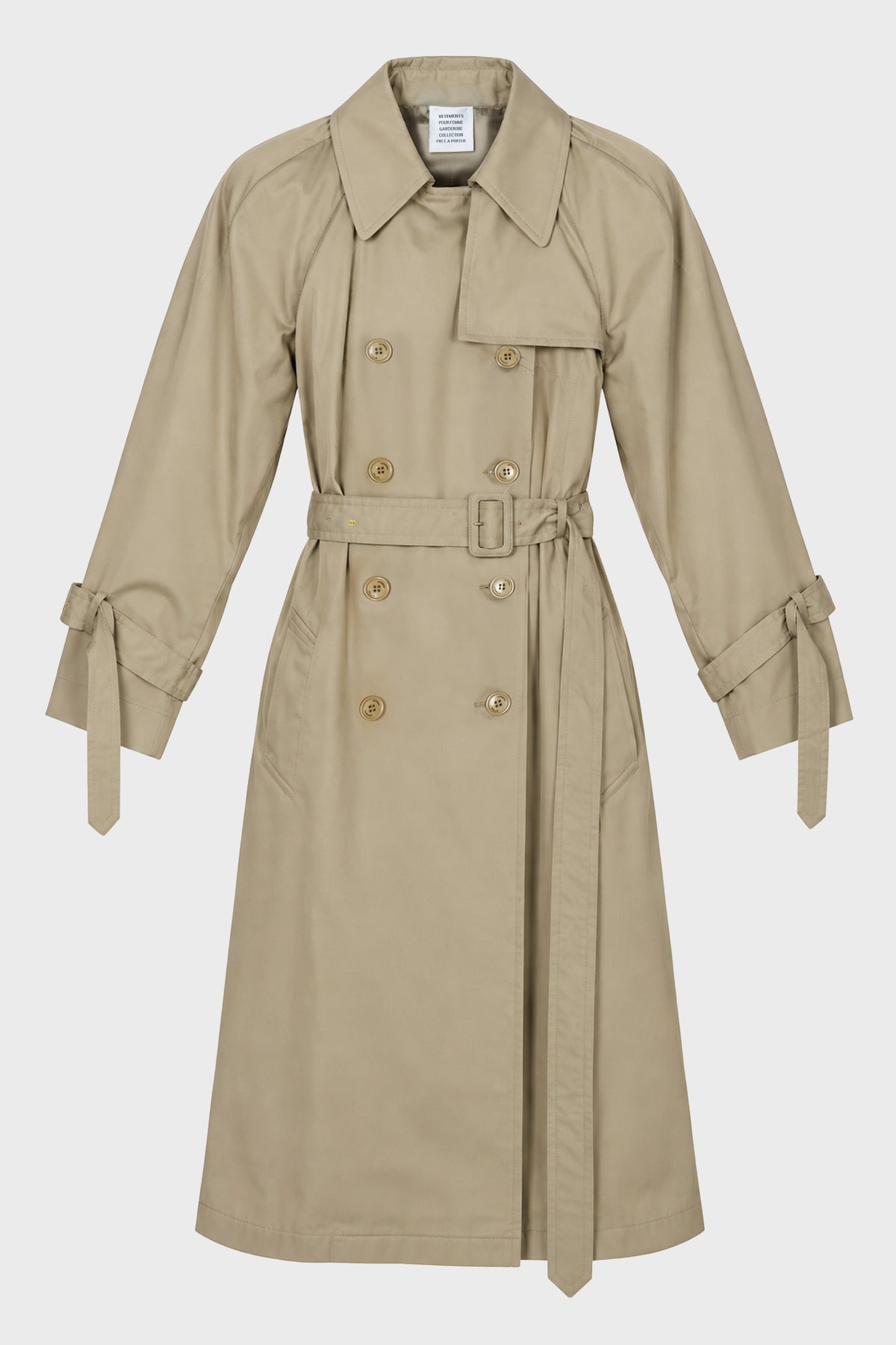 ROUND SHOULDER OPEN BACK TRENCHCOAT CAMEL
