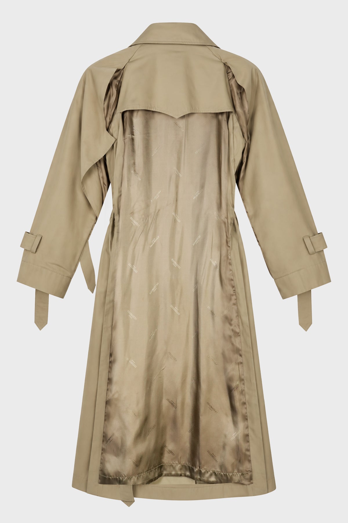 ROUND SHOULDER OPEN BACK TRENCHCOAT CAMEL