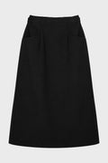 OPEN BACK TAILORED SKIRT W DETACHABLE UNDERSKIRT BLACK