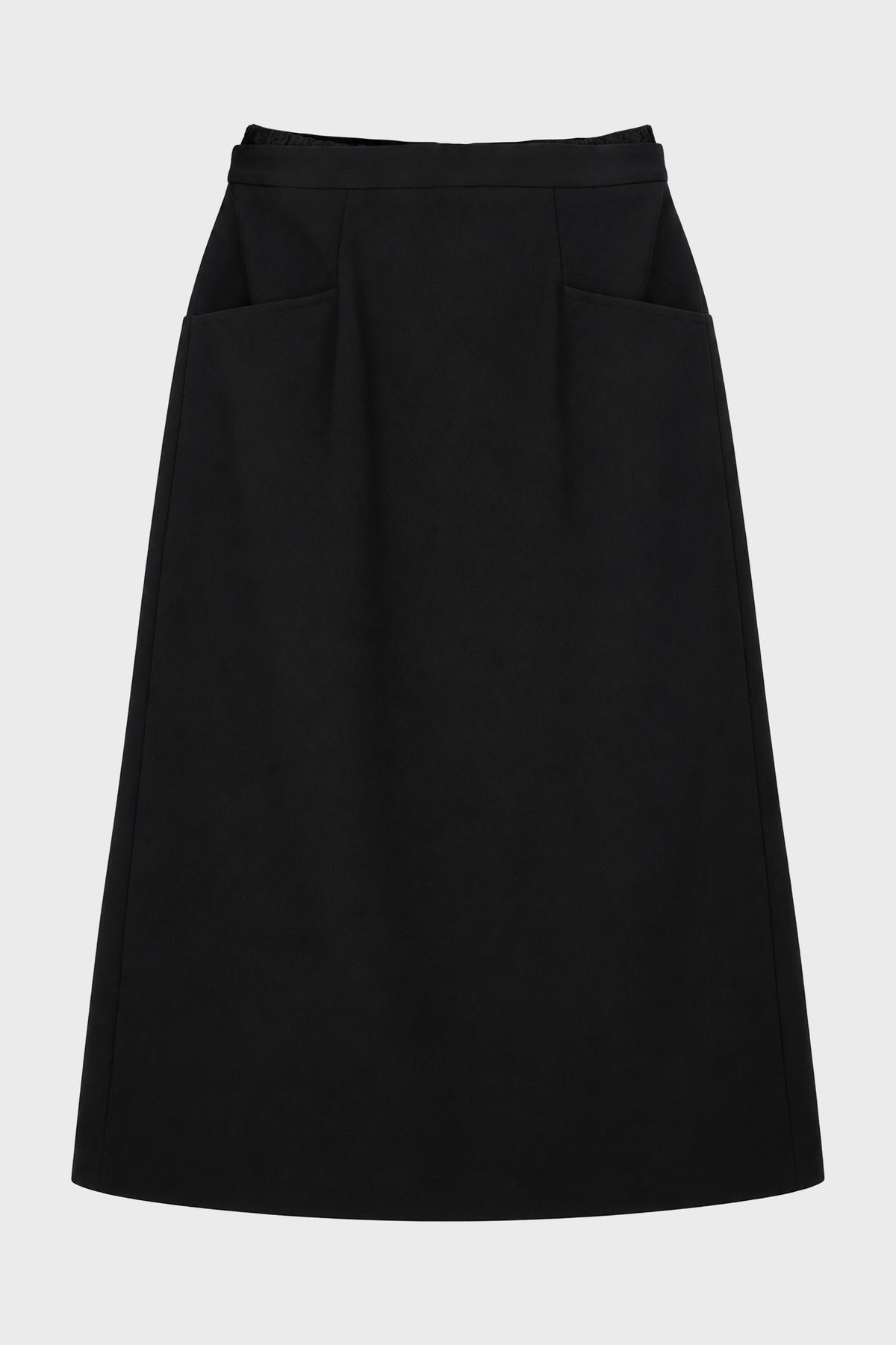 OPEN BACK TAILORED SKIRT W DETACHABLE UNDERSKIRT BLACK
