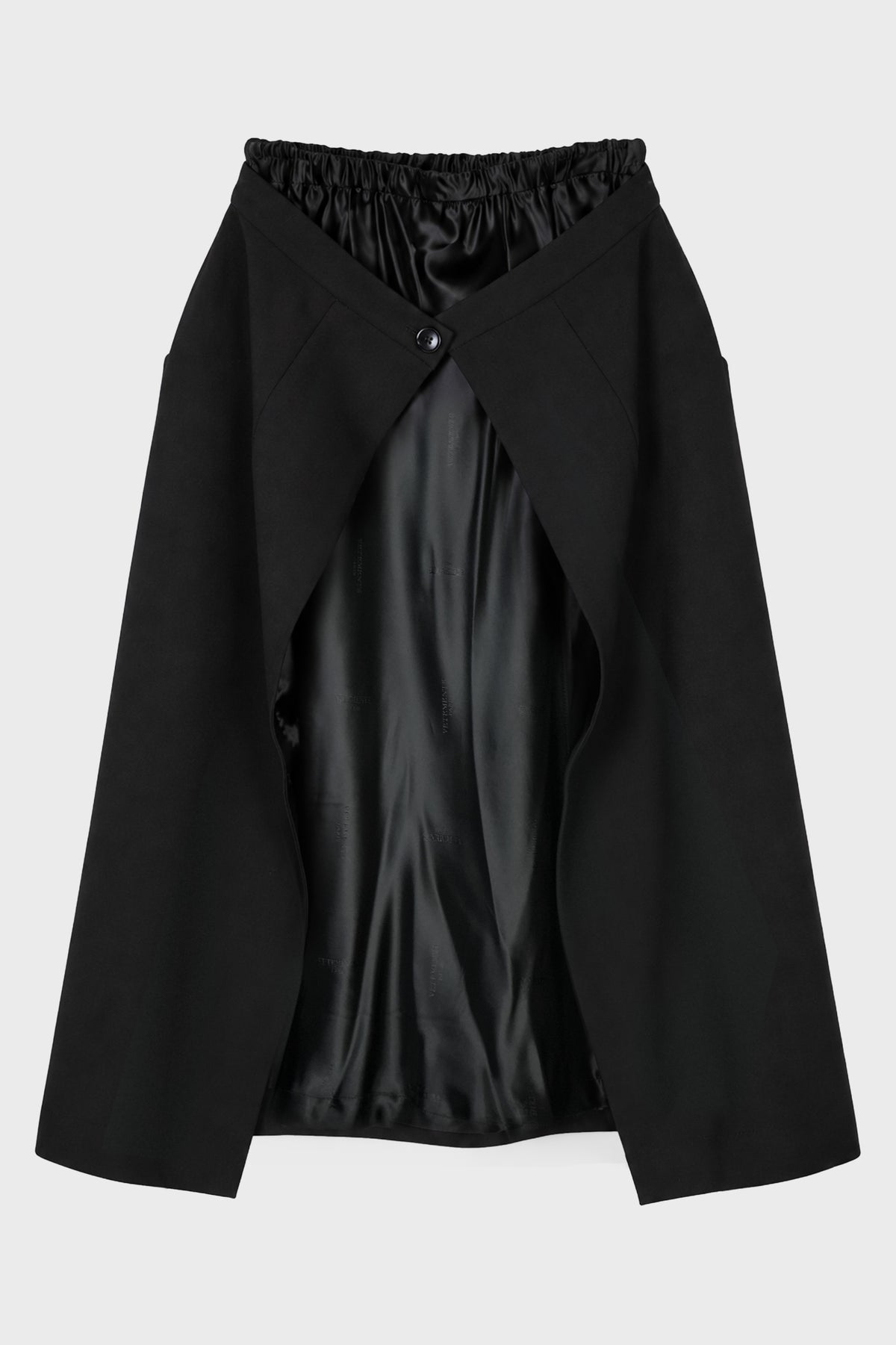 OPEN BACK TAILORED SKIRT W DETACHABLE UNDERSKIRT BLACK