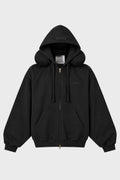 NECKPILLOW FITTED ZIP-UP HOODIE WASHED BLACK