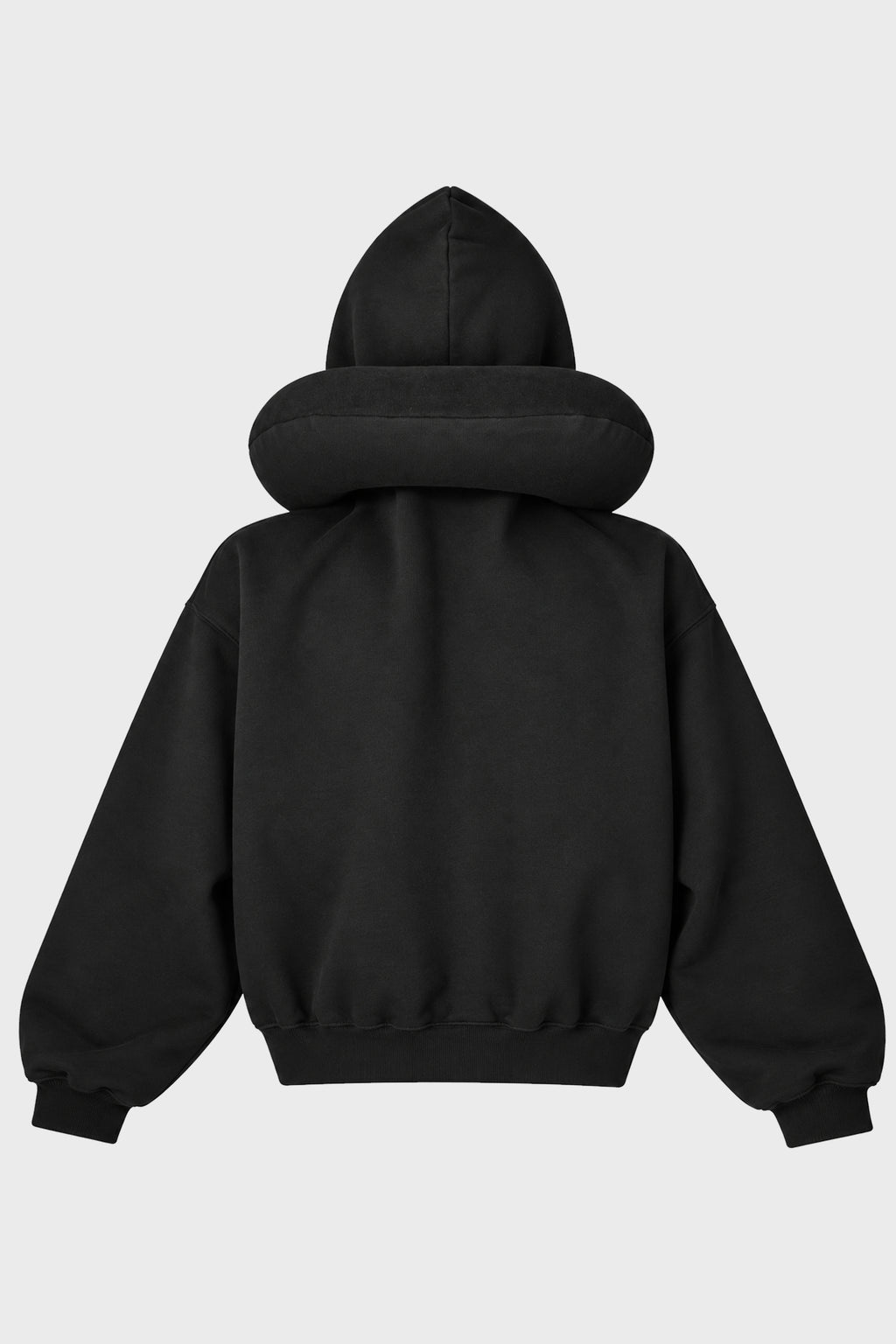 NECKPILLOW FITTED ZIP-UP HOODIE WASHED BLACK
