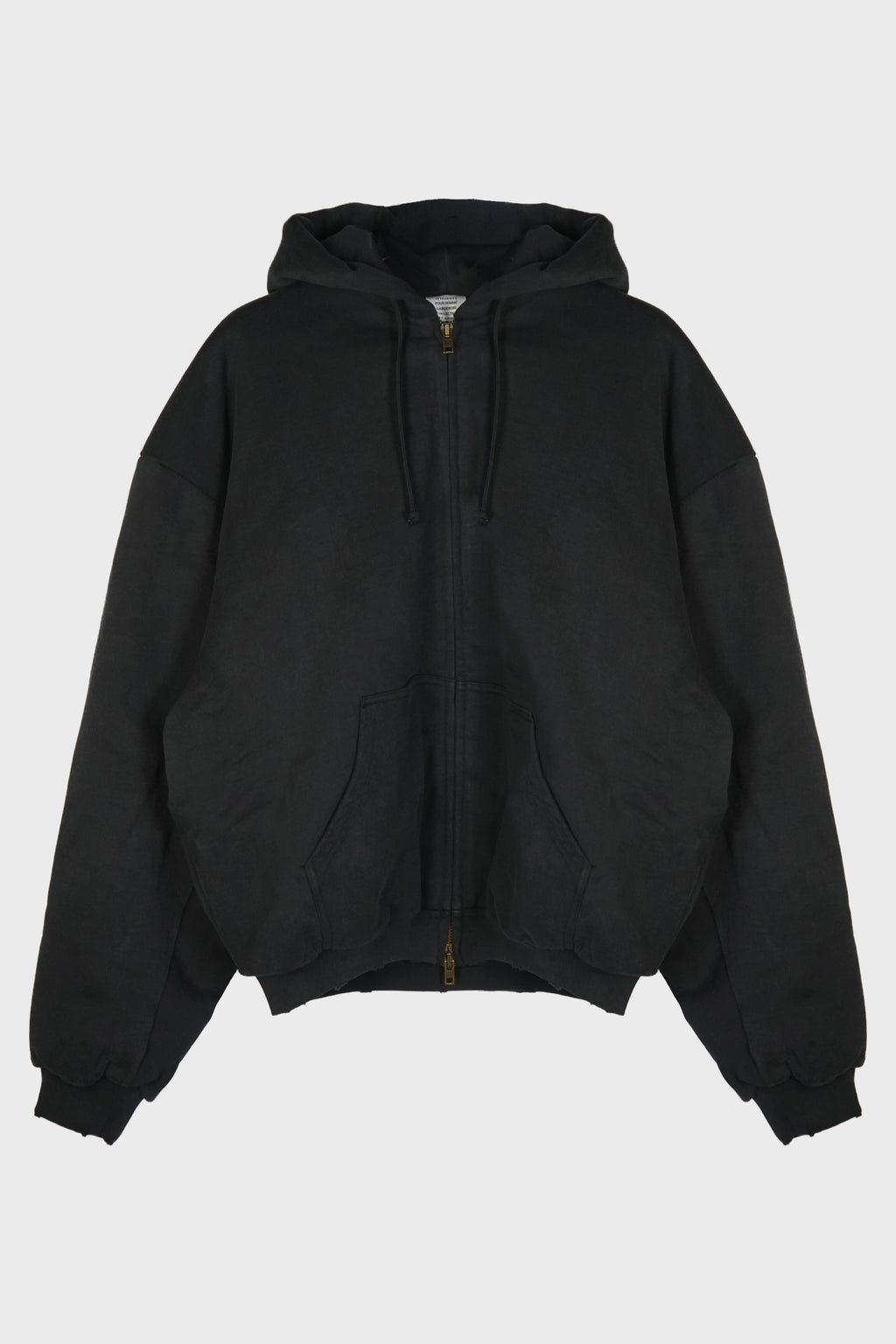 PUFFED ZIP-UP HOODIE WASHED BLACK