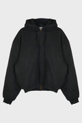PUFFED ZIP-UP HOODIE WASHED BLACK