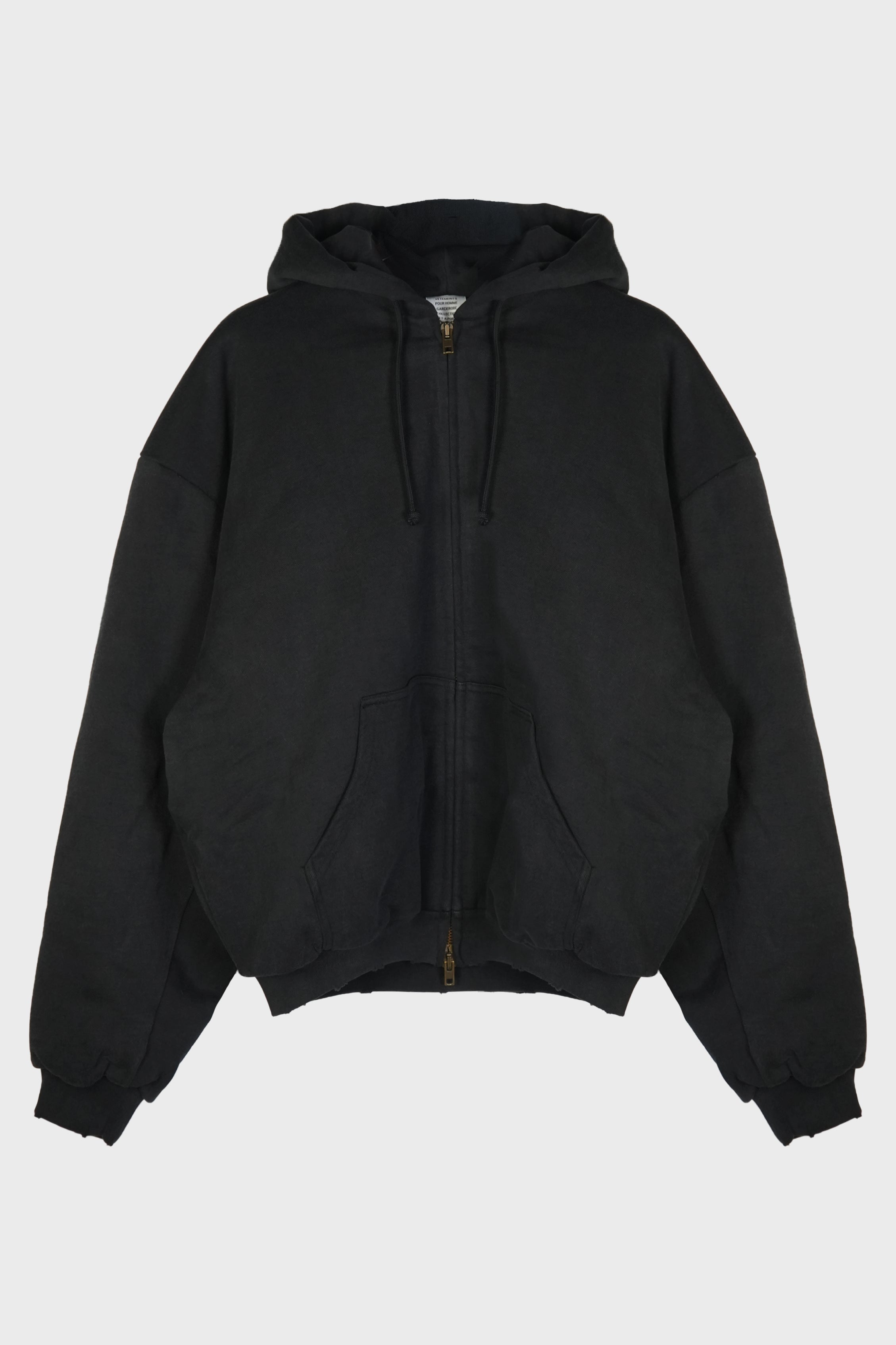 PUFFED ZIP-UP HOODIE WASHED BLACK