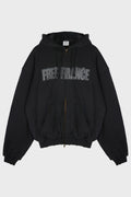 PUFFED ZIP-UP HOODIE FREE FRANCE WASHED BLACK