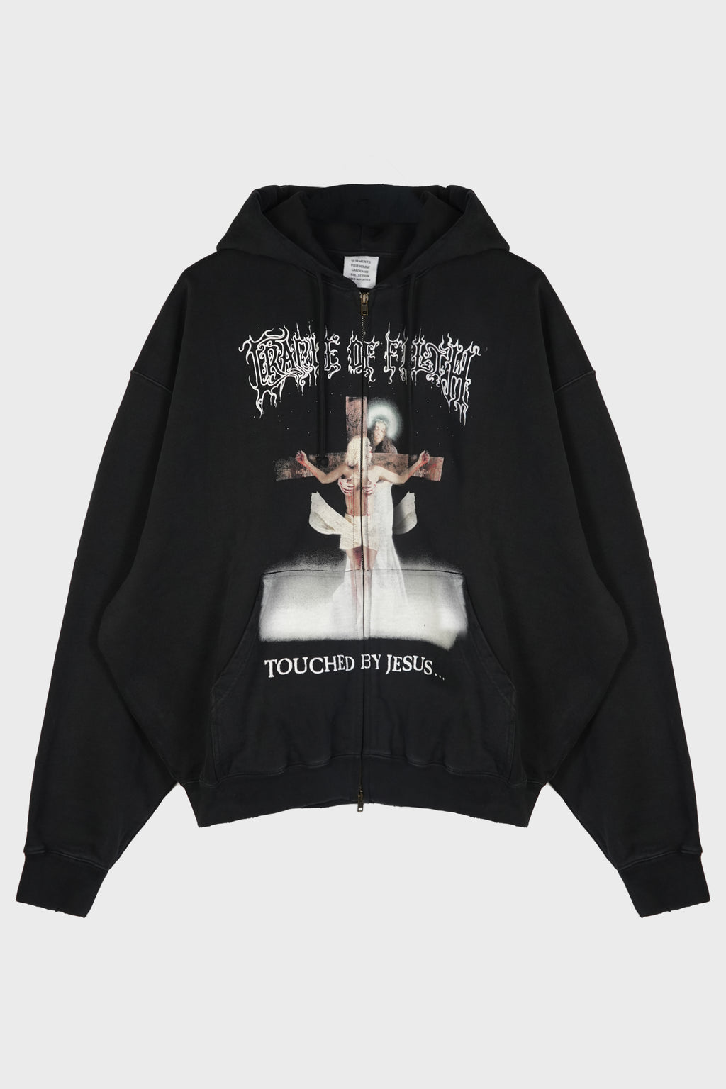 COF JESUS ZIP-UP HOODIE WASHED BLACK