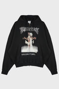 COF JESUS ZIP-UP HOODIE WASHED BLACK
