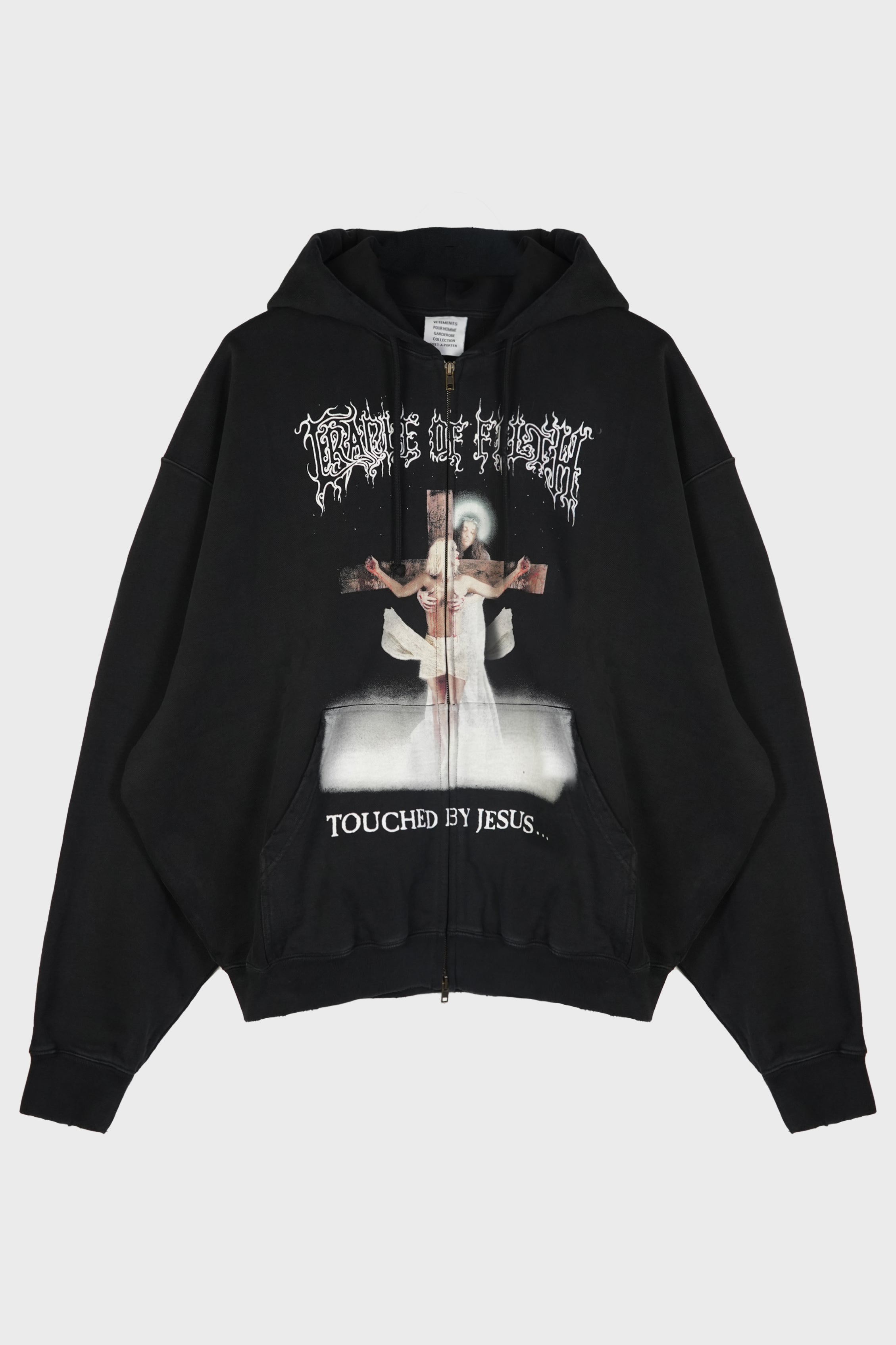 COF JESUS ZIP-UP HOODIE WASHED BLACK