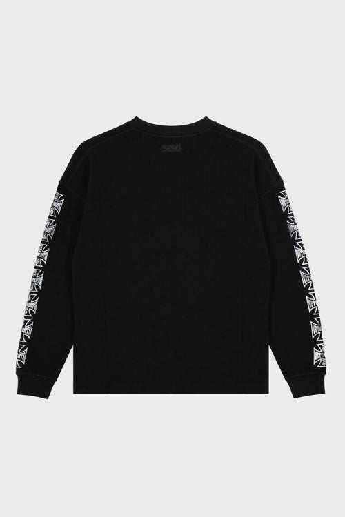 BIKER CROSS LOGO WAFFLE LONGSLEEVE BLACK