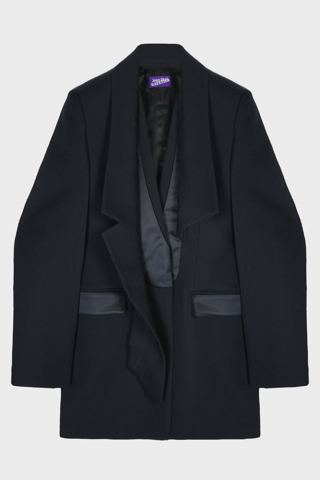 REVERSED COLLAR TAILORING FITTED JACKET DARK NAVY