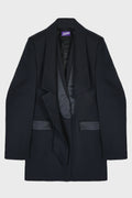 REVERSED COLLAR TAILORING FITTED JACKET DARK NAVY
