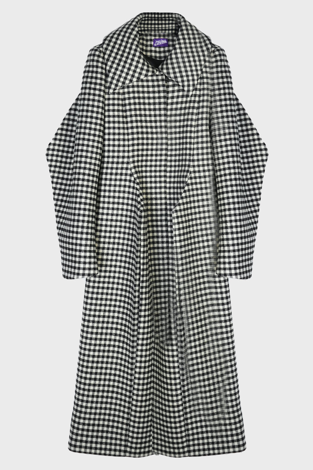CHECK NEOPRENE PLEATED COAT BLACK/WHITE