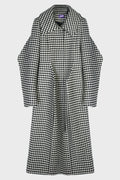CHECK NEOPRENE PLEATED COAT BLACK/WHITE