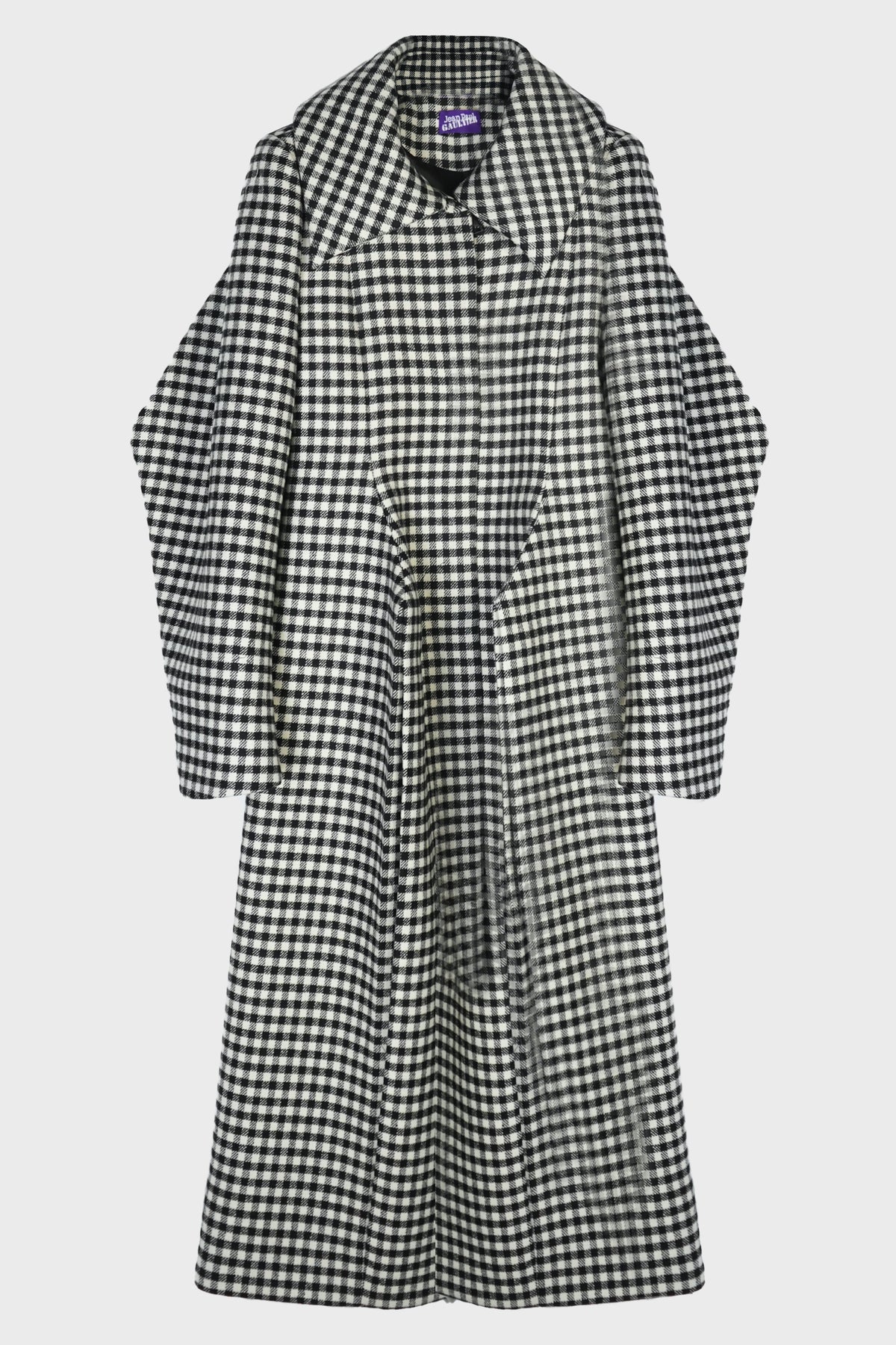 CHECK NEOPRENE PLEATED COAT BLACK/WHITE
