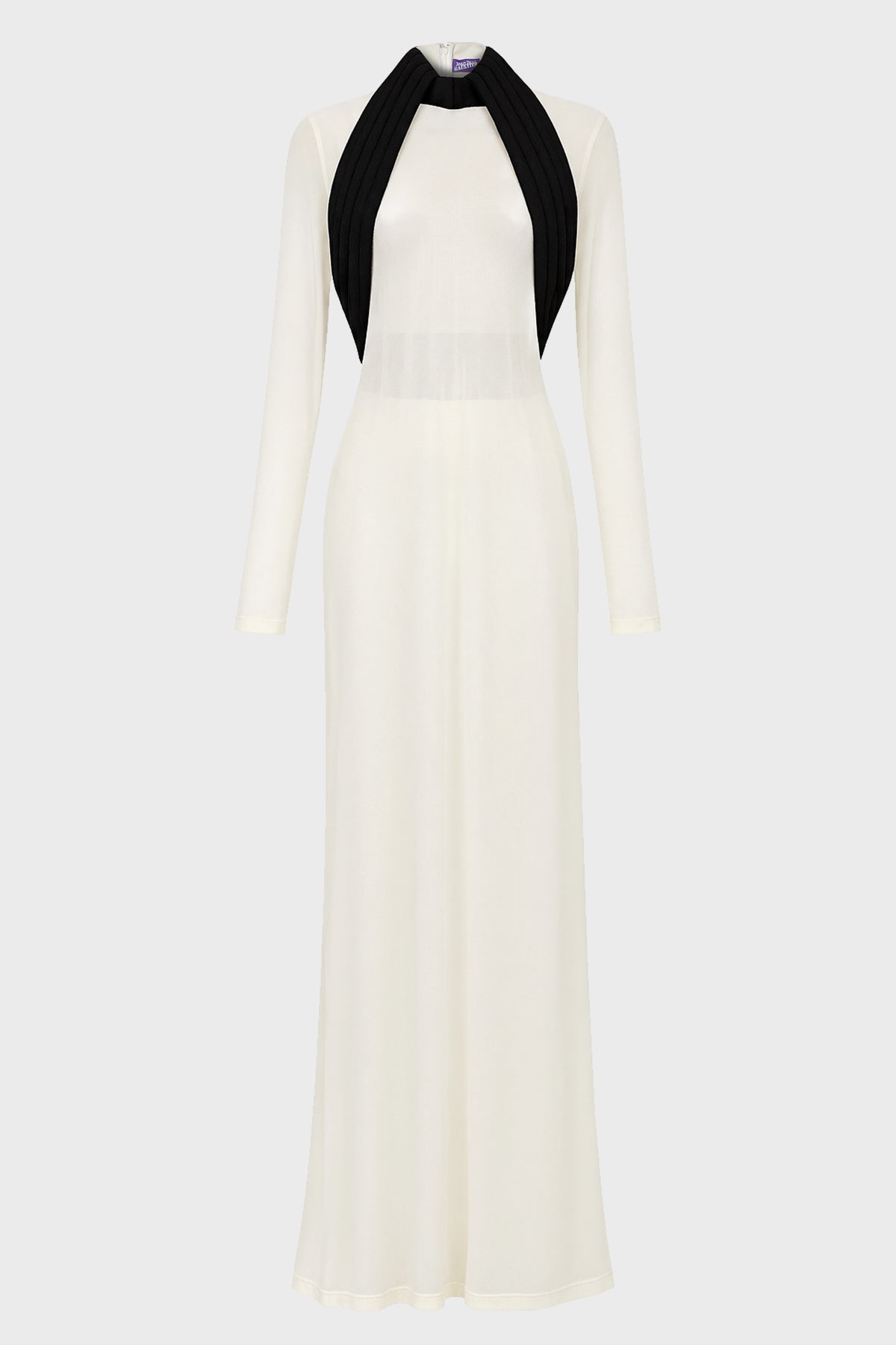 MIXED WOOL AND CREPE JERSEY SCULPTED DRESS VANILLA/BLACK