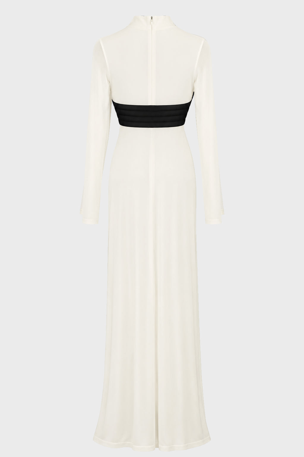 MIXED WOOL AND CREPE JERSEY SCULPTED DRESS VANILLA/BLACK