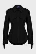 MILITARY SHIRT WOMAN FIT WITH TRENCH DETAILS BLACK