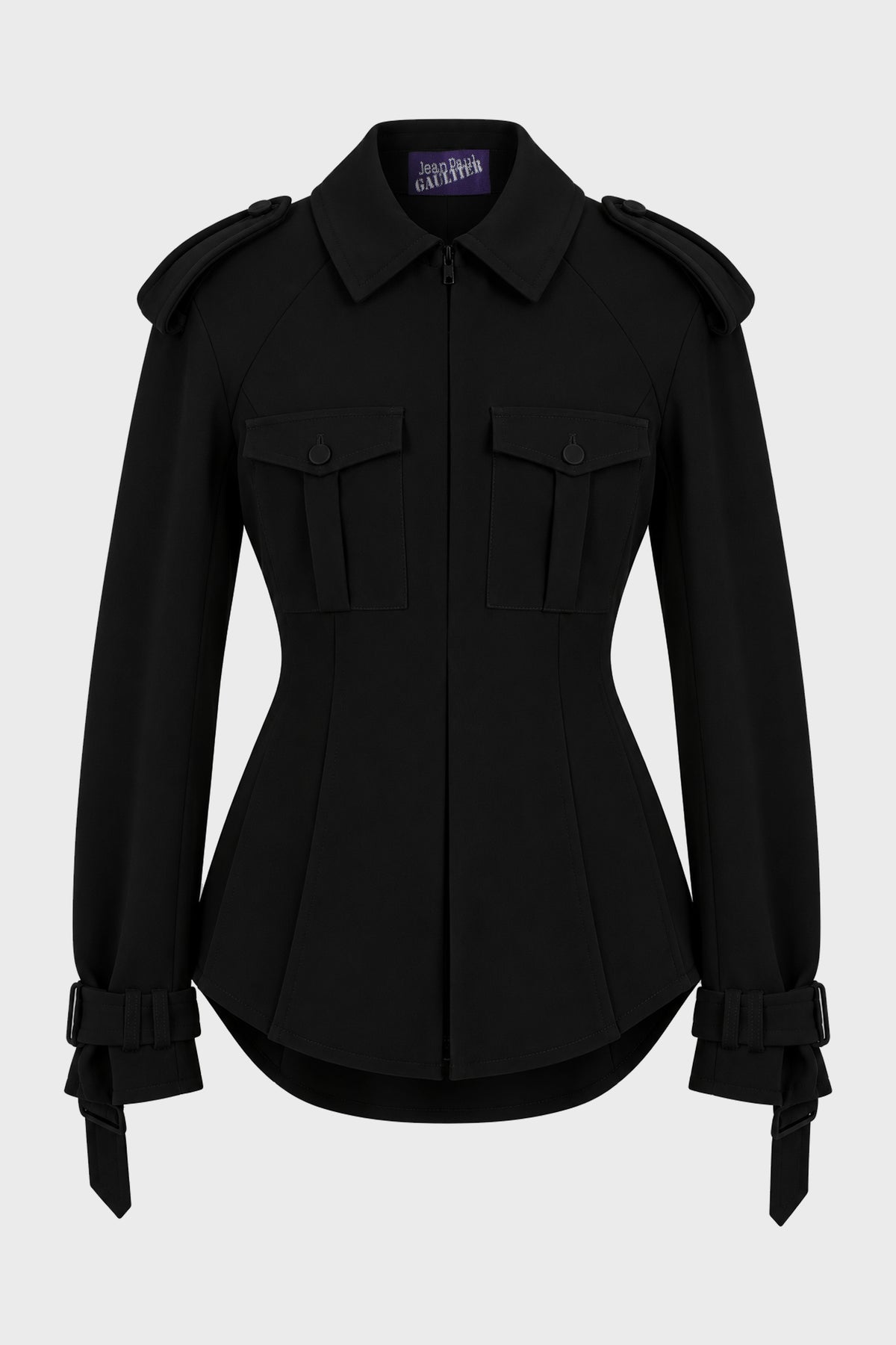 MILITARY SHIRT WOMAN FIT WITH TRENCH DETAILS BLACK