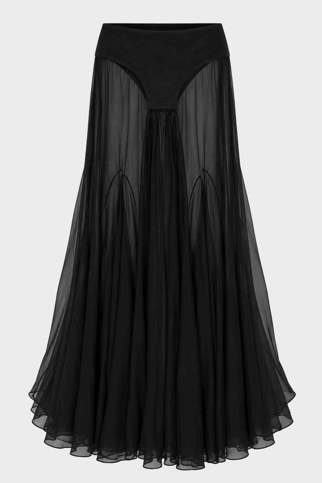 BI MATERIAL LONG SKIRT IN JERSEY AND MUSLIN BLACK