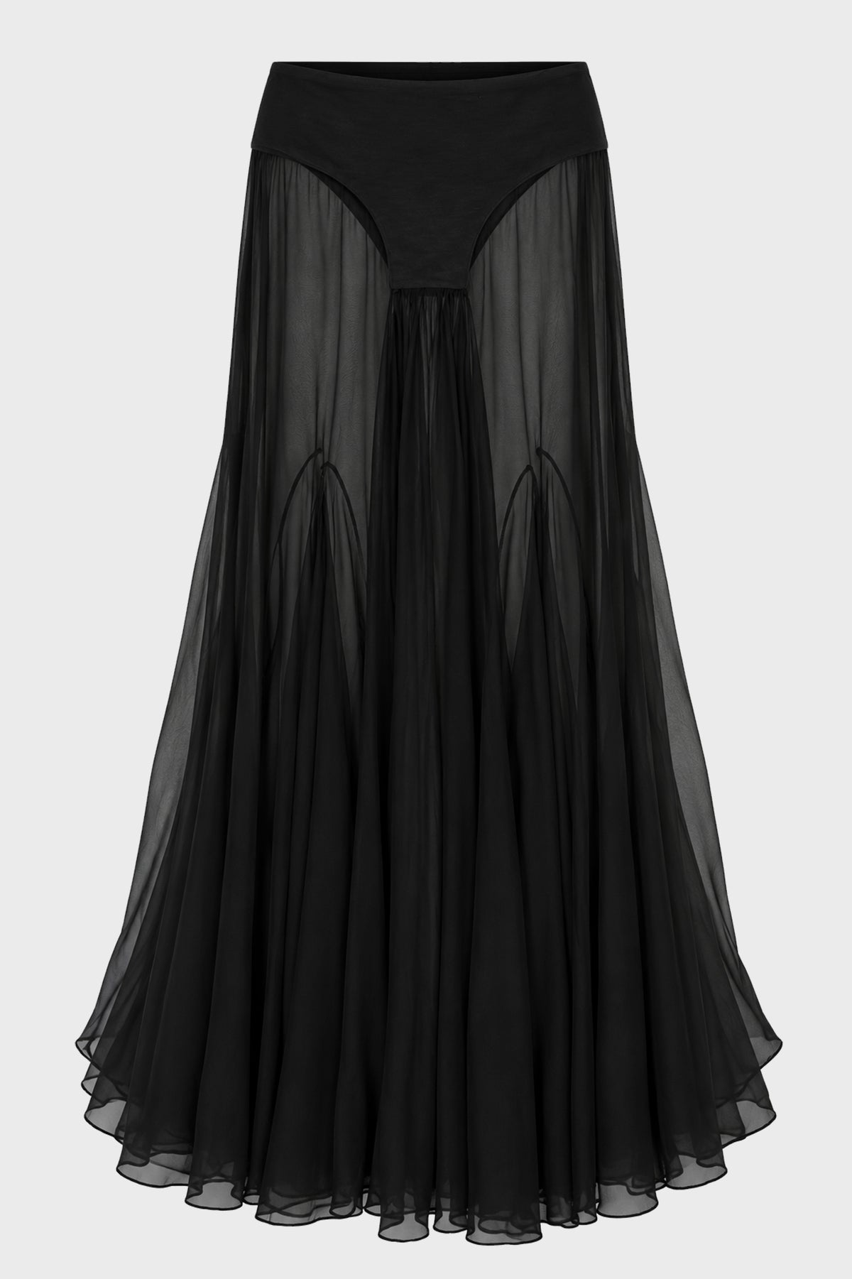 BI MATERIAL LONG SKIRT IN JERSEY AND MUSLIN BLACK