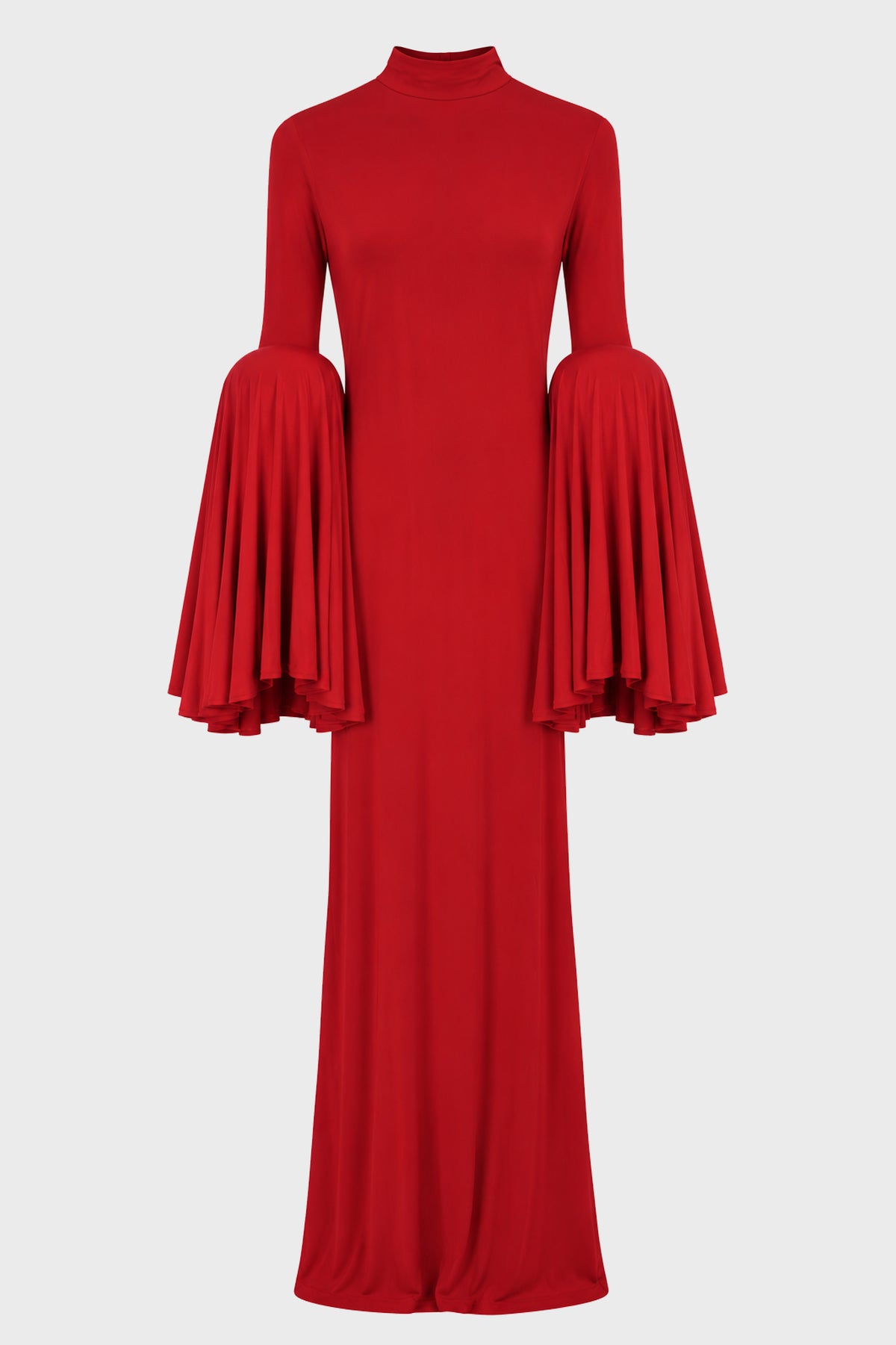 STRETCH VISCOSE LONG DRESS WITH GATHERING BURGUNDY