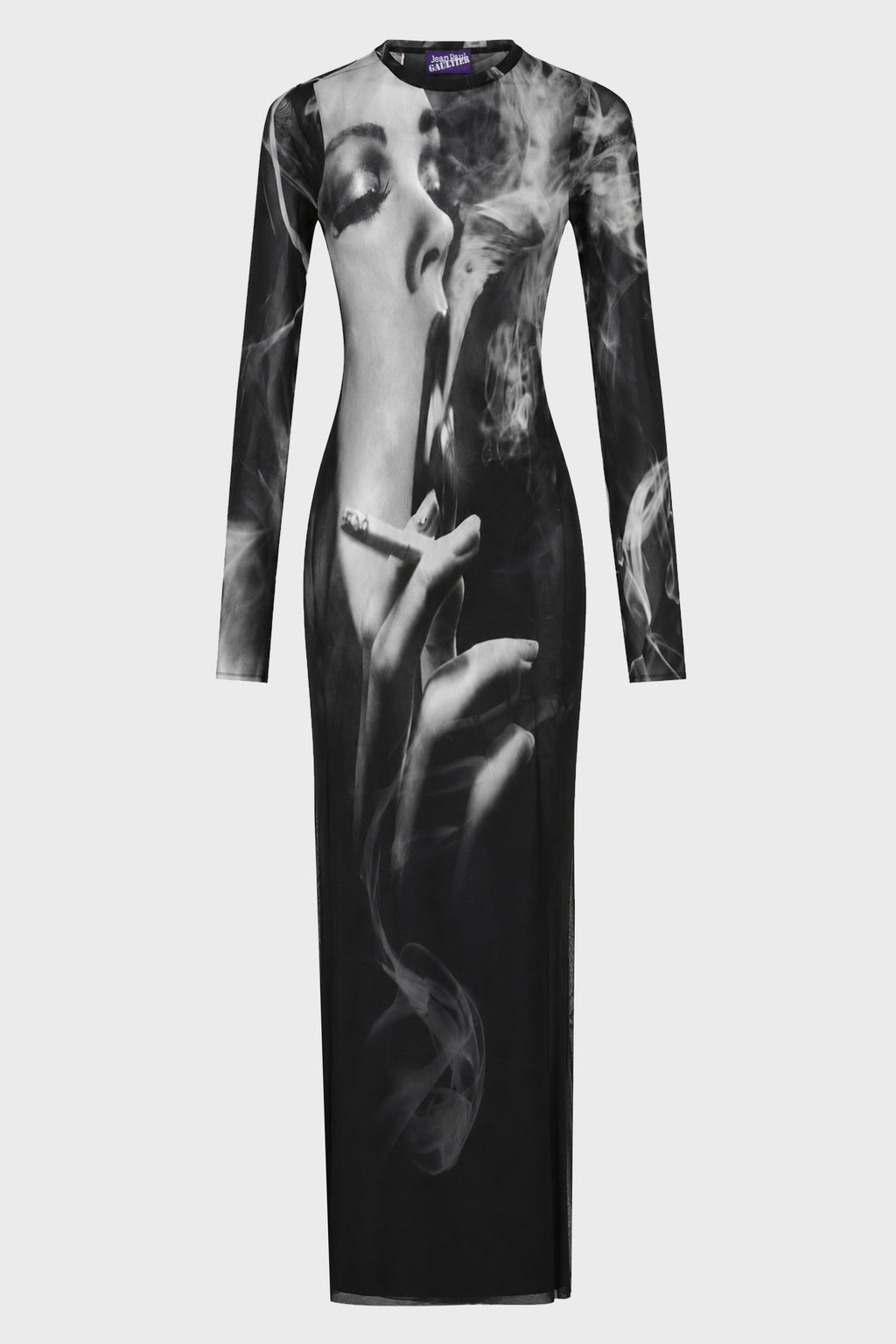 MESH LONG DRESS PRINTED "SMOKING WOMEN"