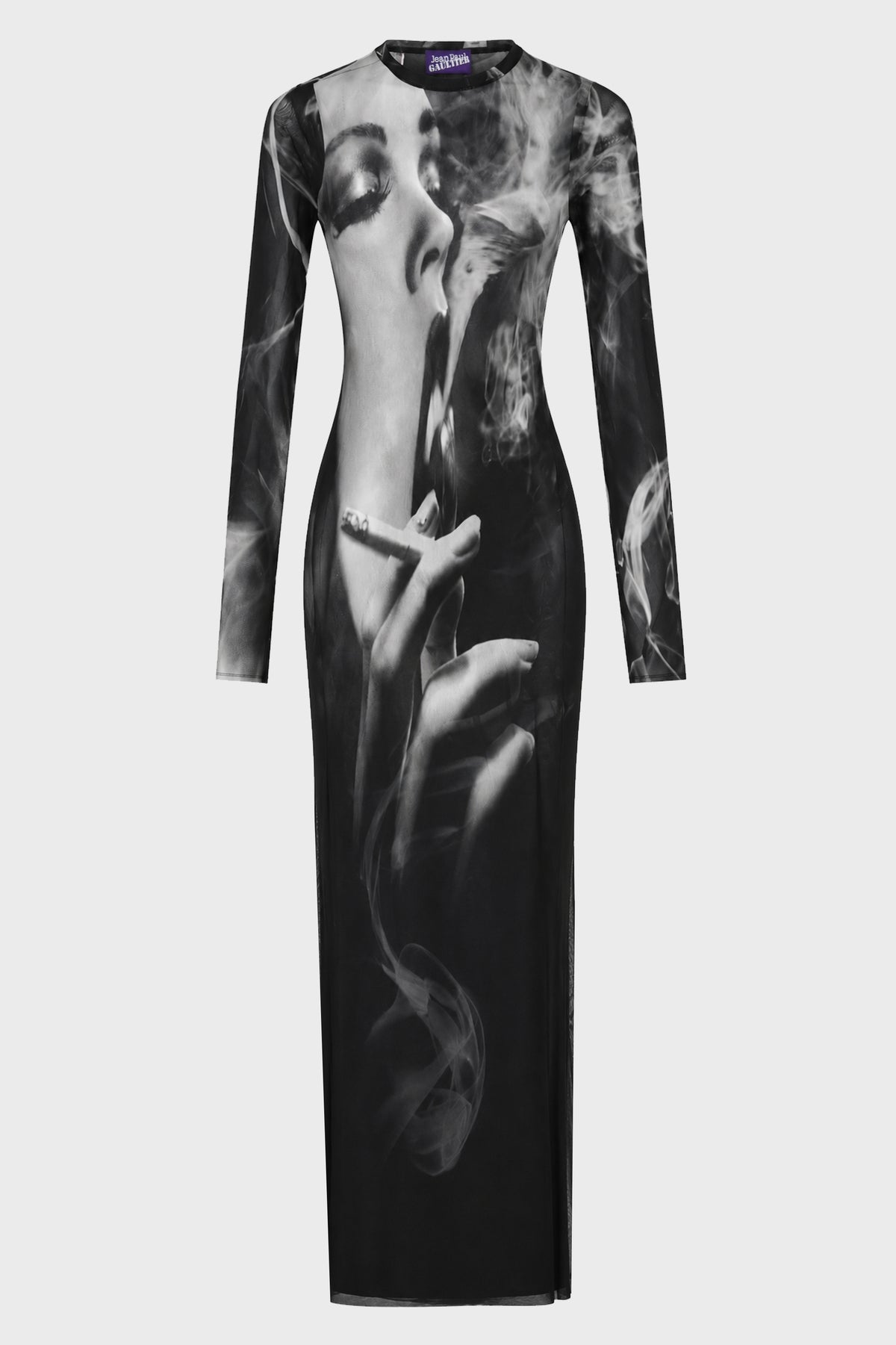 MESH LONG DRESS PRINTED "SMOKING WOMEN"