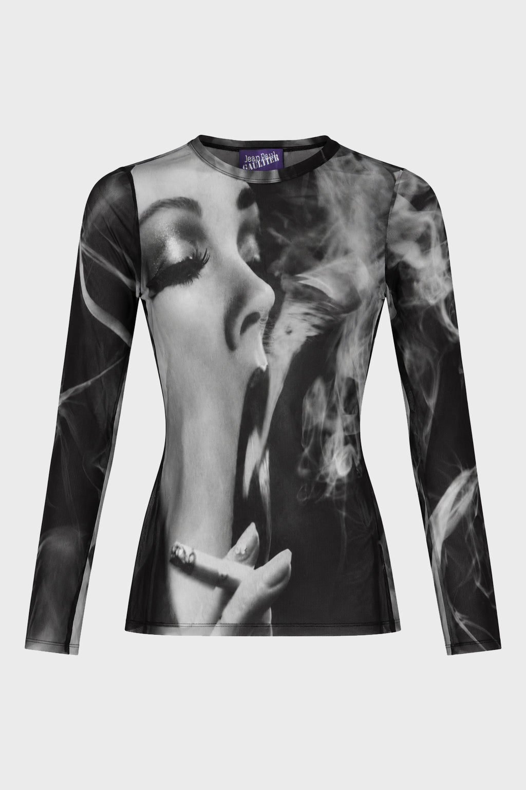 MESH LONG SLEEVES TOP PRINTED "SMOKING WOMEN"