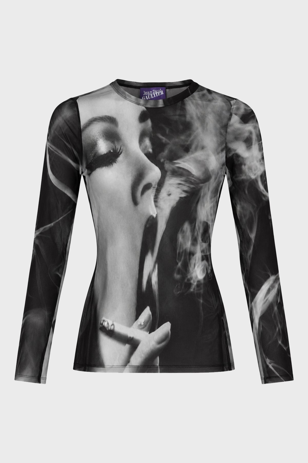 MESH LONG SLEEVES TOP PRINTED "SMOKING WOMEN"