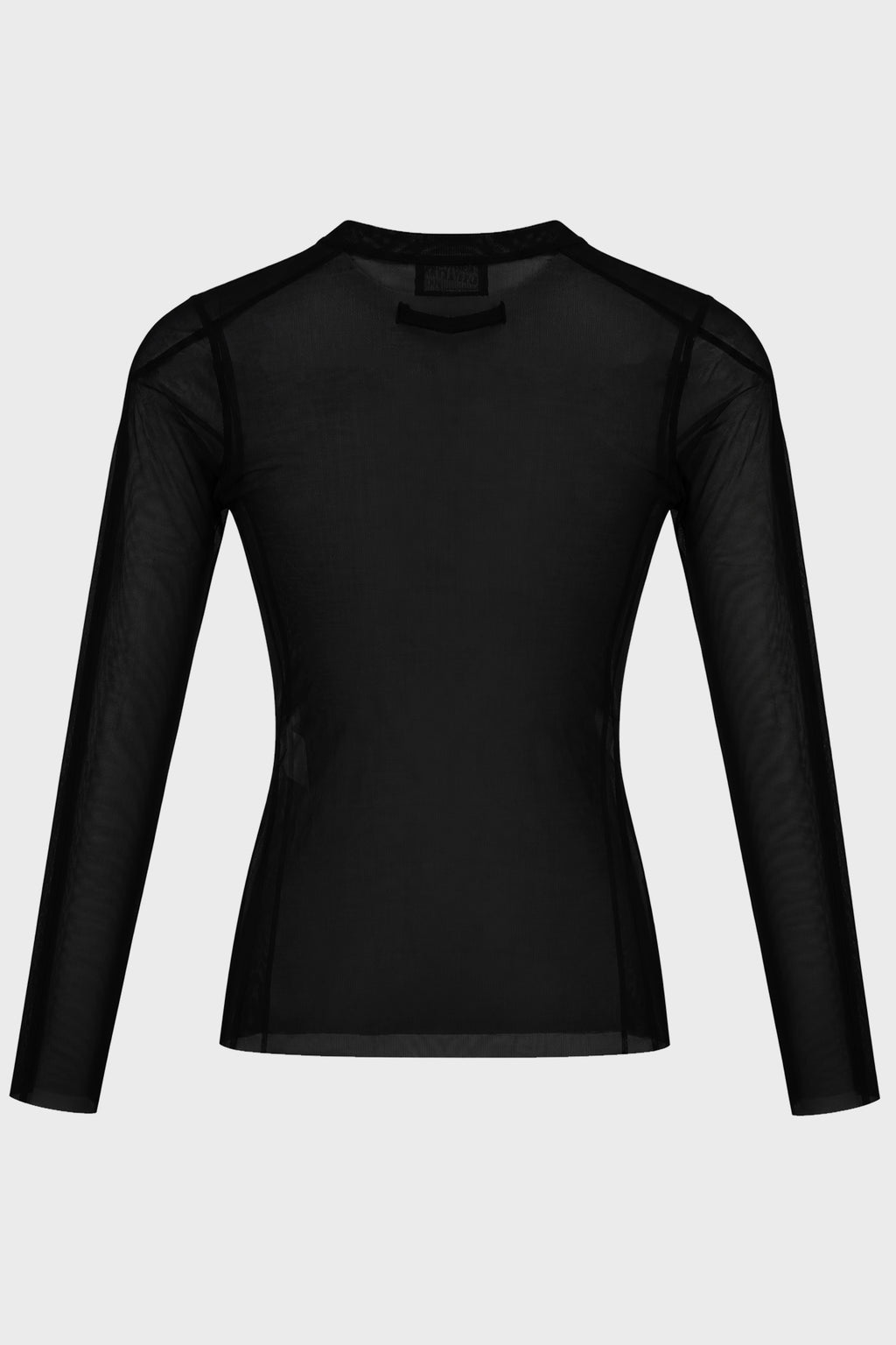 MESH LONG SLEEVES TOP WITH "JPG LOGO" FLOCK