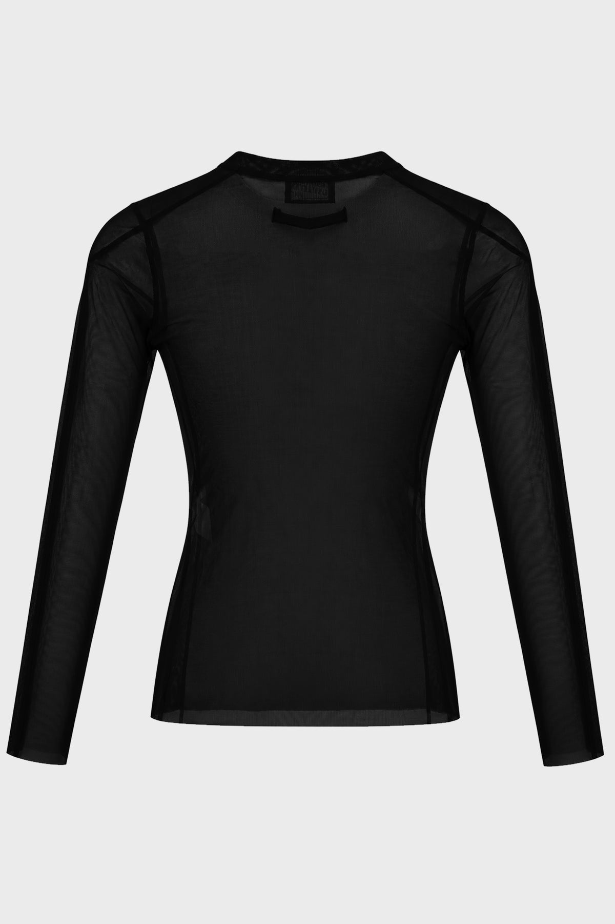 MESH LONG SLEEVES TOP WITH "JPG LOGO" FLOCK