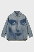 FACE PRINT OVERSIZED DENIM SHIRT INDIGO