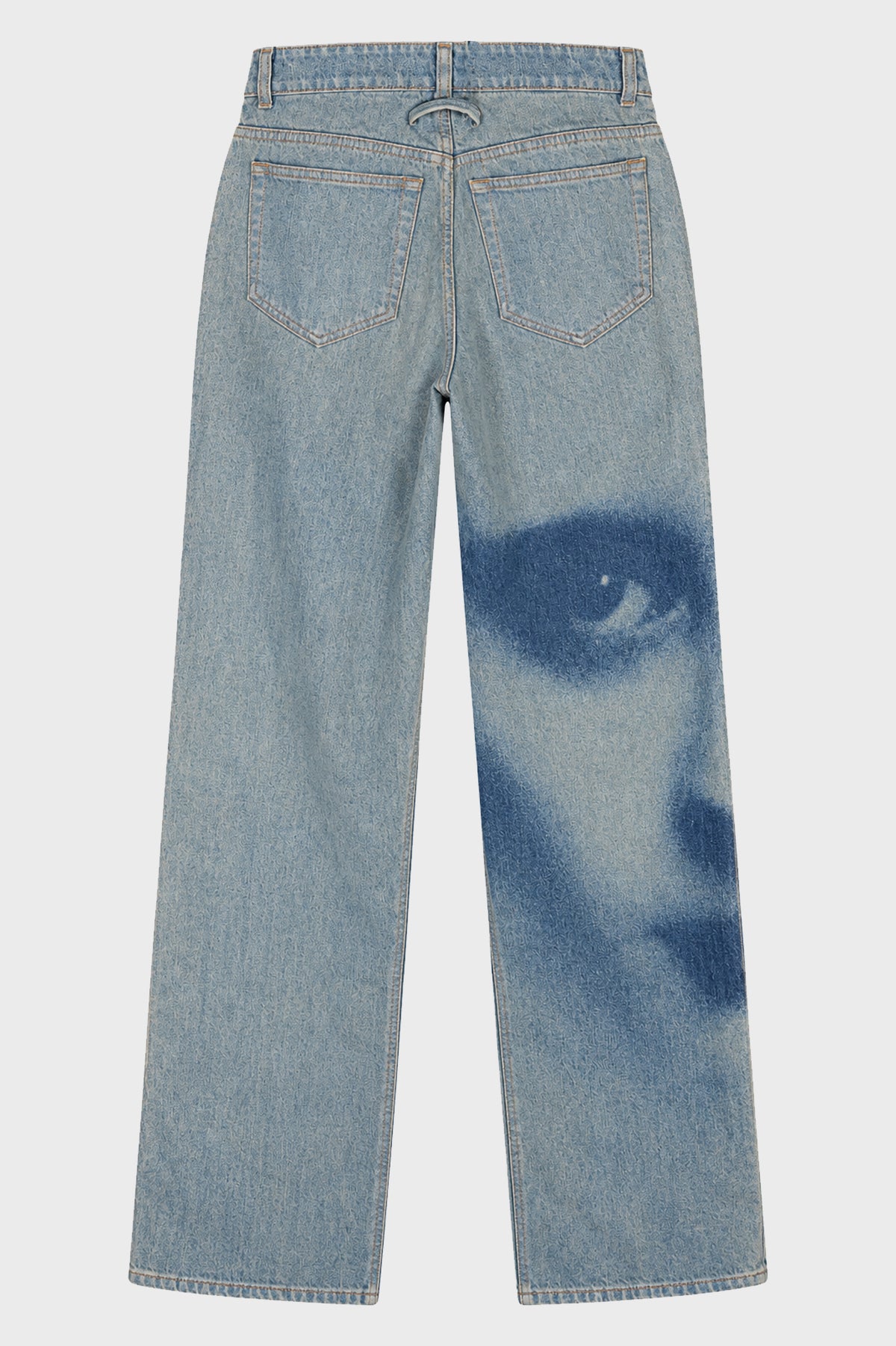 STRAIGTH LEG DENIM PANT WITH FACE PRINT INDIGO
